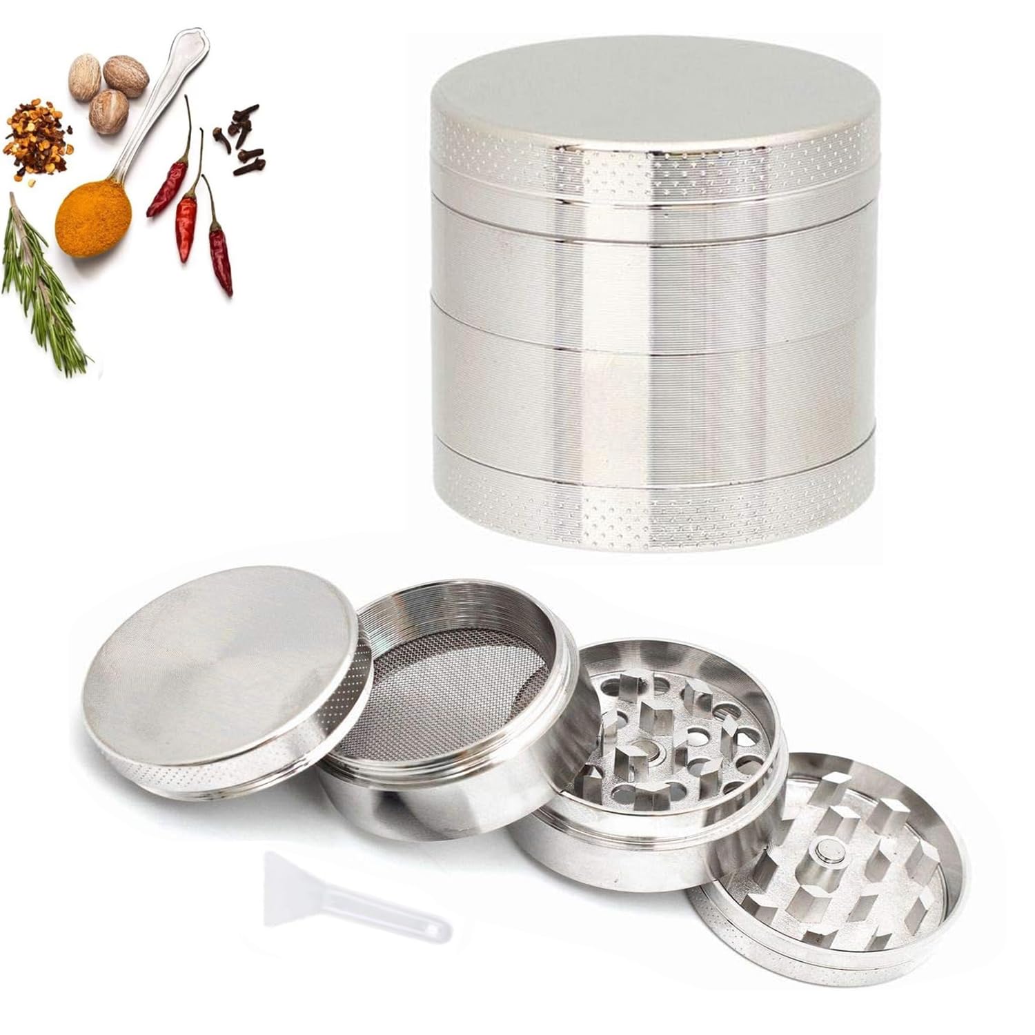 SensaBliss マルチミル 小型 グラインダー タバコ ハーブ 喫煙具 携帯用 4層 亜鉛合金製 コンパクト ヘ..