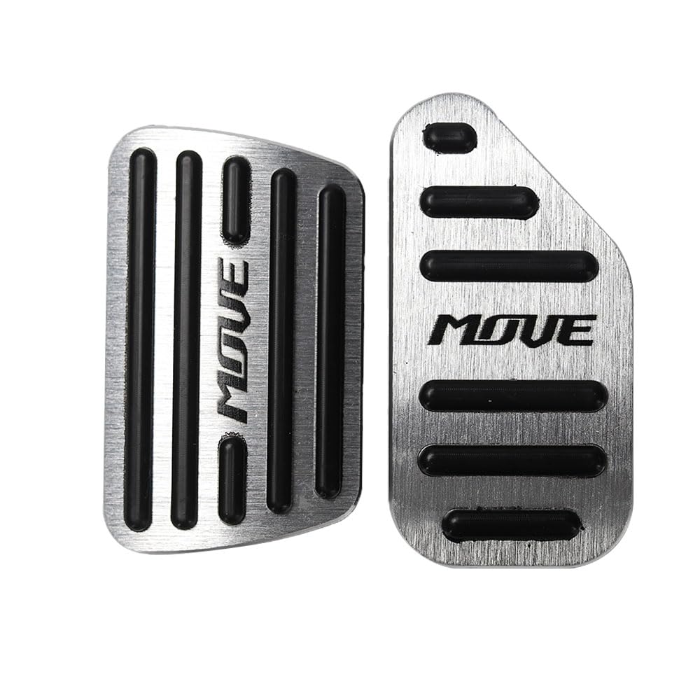 SAWAKAKI ダイハツ ムーヴ LA150S LA160S 専用設計 ロゴ付き アルミアクセルペダル ブレーキペダルカバー 2個セット（シルバー）...