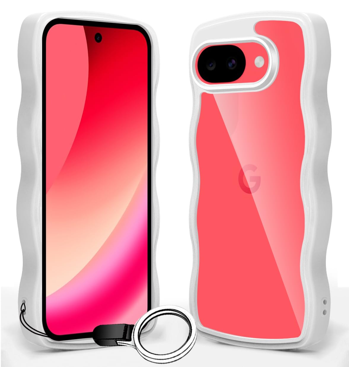 Yungsome For Google Pixel 10A ケース クリア 耐衝撃 ピクセル 10A スマホケース 女性用 女子向け 人気 カバー 薄型 軽量 透明 TPU ストラップホール付き (ホワイト)