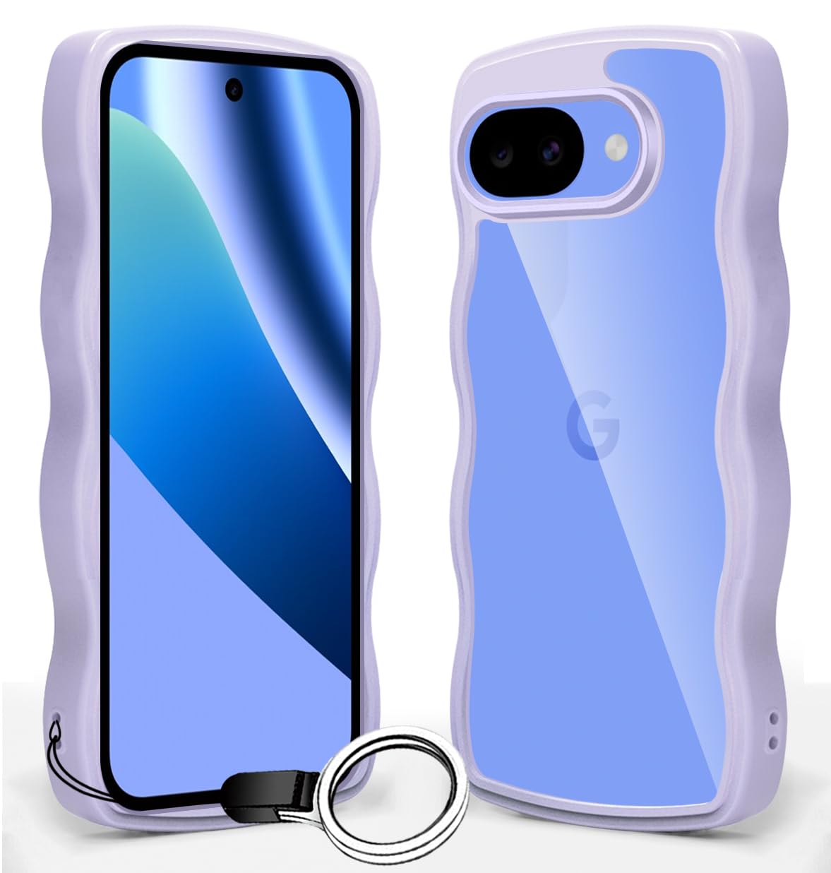 Yungsome For Google Pixel 10A ケース クリア 耐衝撃 ピクセル 10A スマホケース 女性用 女子向け 人気 カバー 薄型 軽量 透明 TPU ストラップホール付き (パープル)