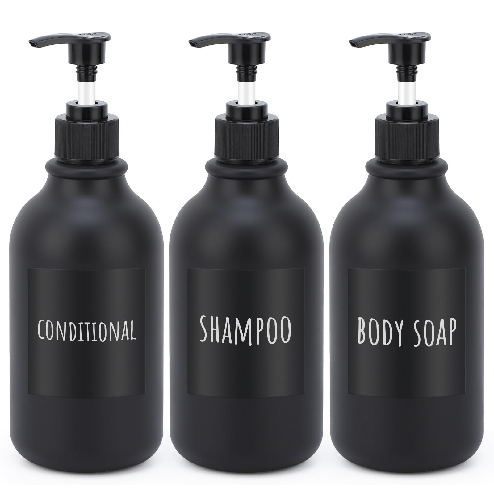 Segbeauty シャンプーボトル ディスペンサー 黒色 500ml 3本セット 詰め替えボトル 容器 おしゃれ 浴室 洗面所 ウイルス対策 消毒液 洗濯洗剤 化粧水 アルコール