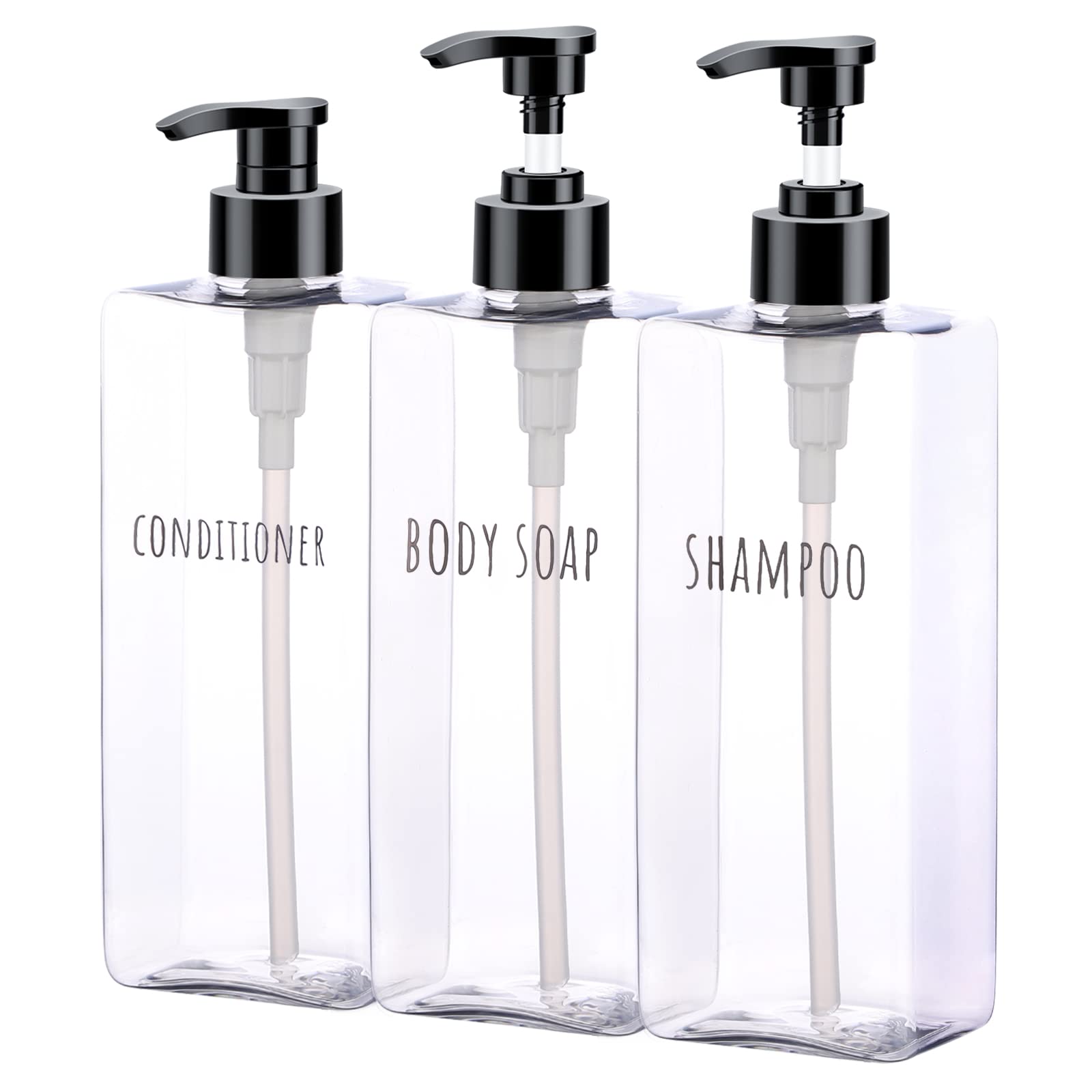 Segbeauty シャンプーボトル 3本セット 500ml 透明 詰め替えボトル 容器 おしゃれ 浴室 洗面所 アルコール 食器用洗剤 適用