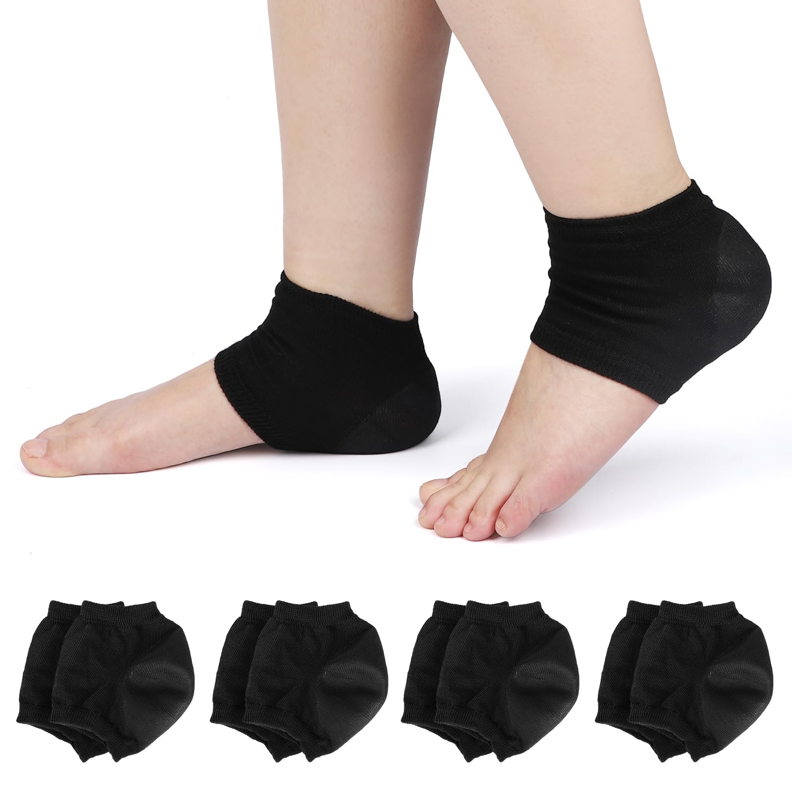Segbeauty かかとケア靴下 黒い 4足セット足保護 かかと保湿ソックス 睡眠靴下 保湿靴下 ひび割れ 角質ケア かかとケア 肌に優しい 保湿 夜用 レディース靴下 荒れ防止 就寝 男女兼用 フリーサイズ22-25cm （ブラック）