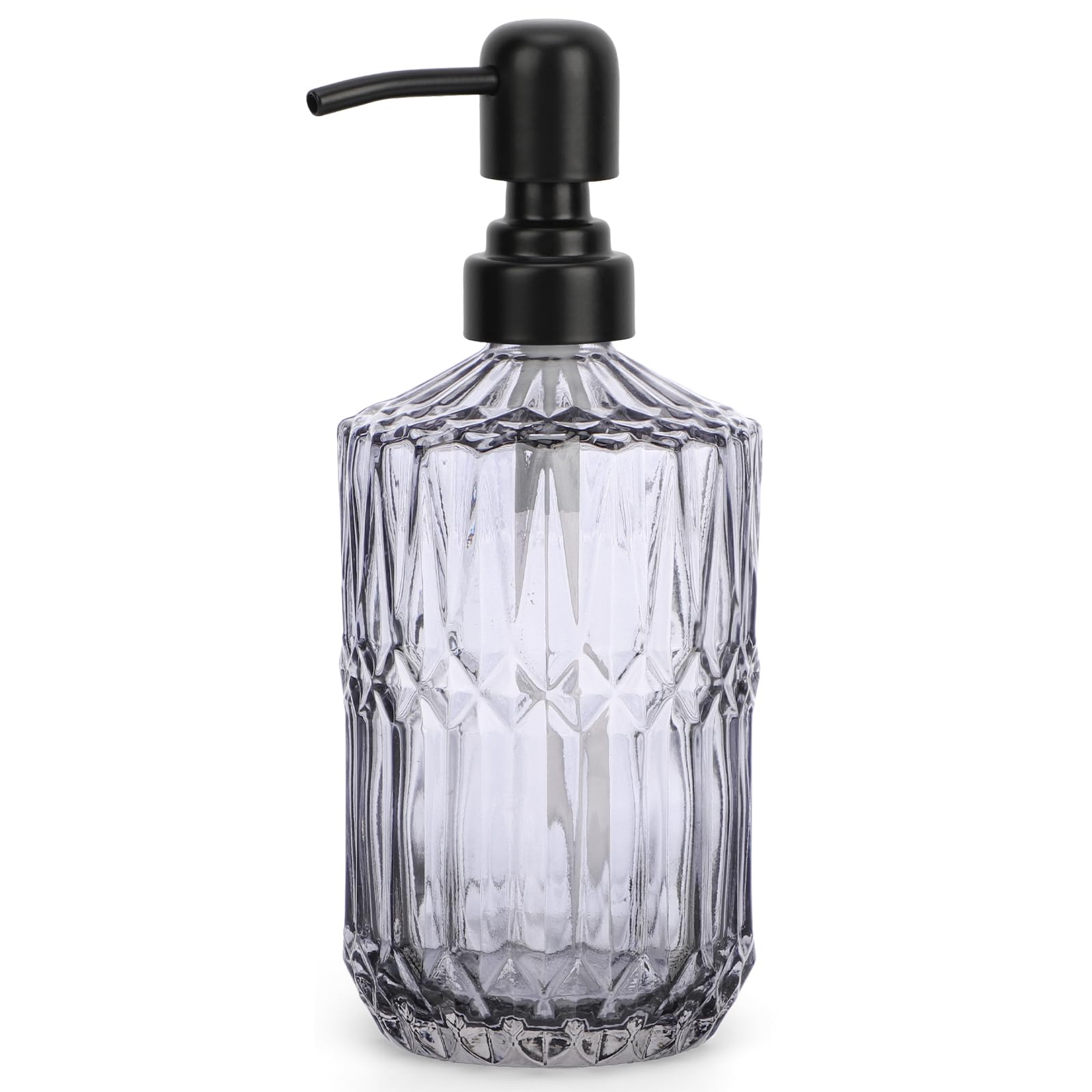 Segbeauty ディスペンサー 詰め替えボトル シャンプーボトル ガラス製 450ML おしゃれ 洗剤用 お風呂 温泉 トイレ キチン 6枚シール付き （青色）