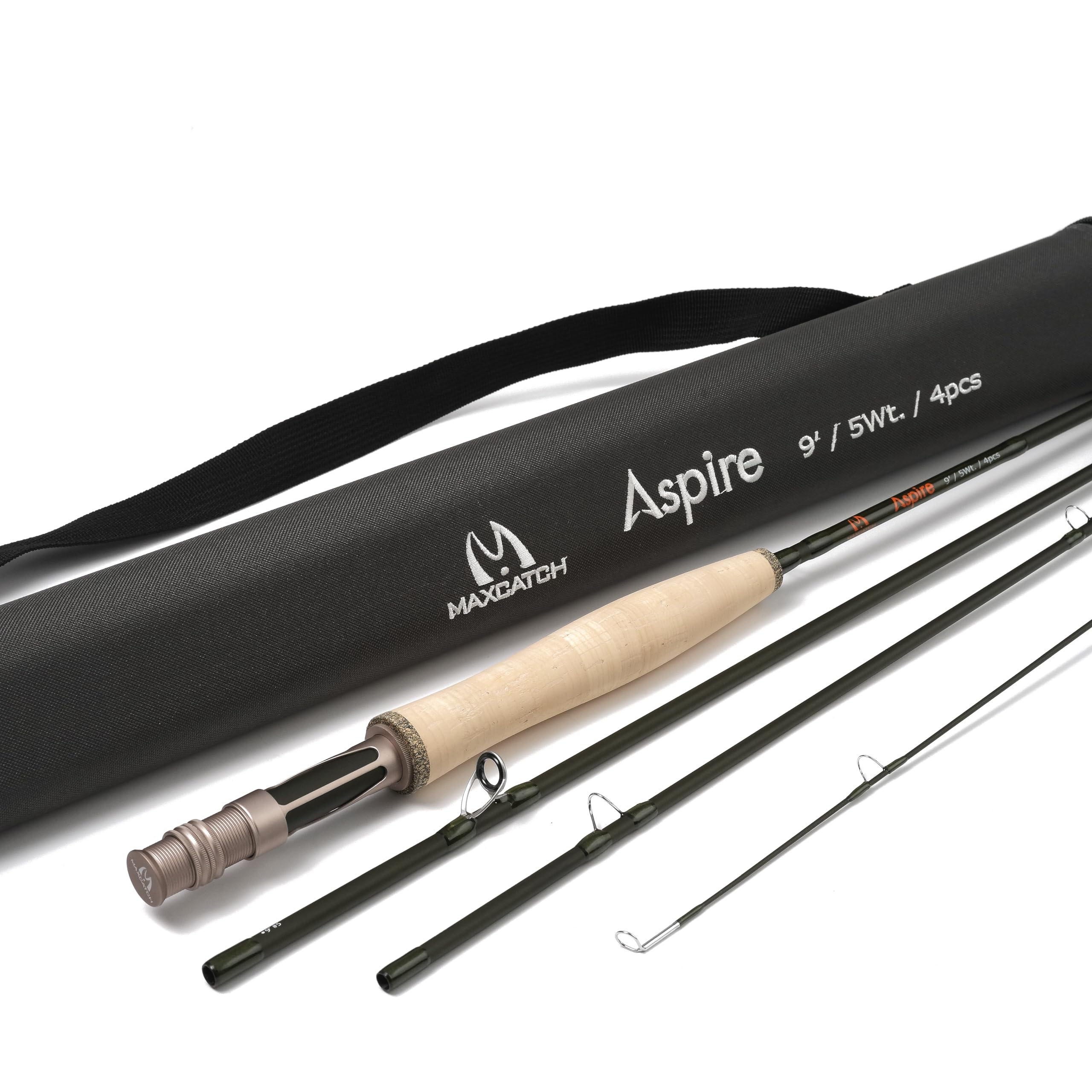 M MAXIMUMCATCH Maxcatch Aspire - フライロッド 40Tカーボンファイバー 陽極酸化リールシート、4ピー..