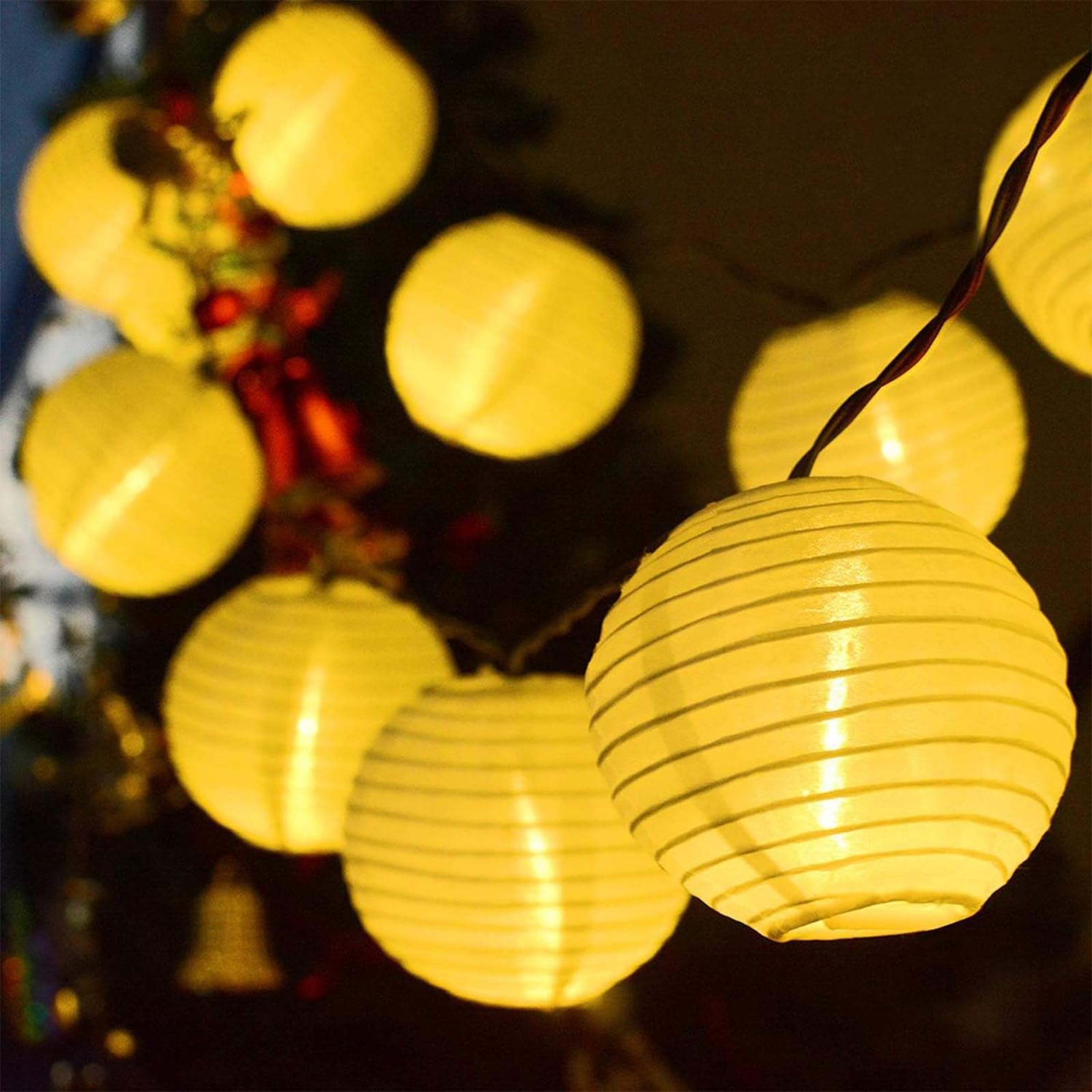 提灯ライト DARENYI ちょうちん 提灯 led 6M 40球 電池式 防水 ledストリングライト 屋内屋外/お盆飾り 夏祭り お祭り/キャンプ/庭/ベランダ/屋台にイベント用(電球色 丸型)