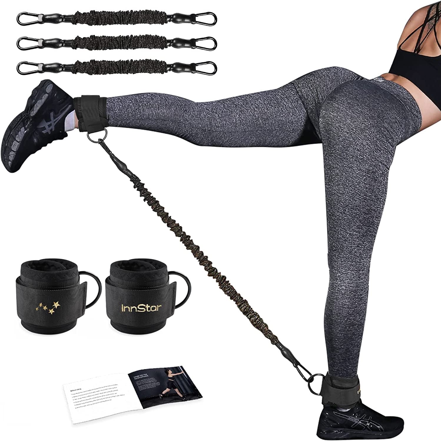 INNSTAR 調節可能で多機能な筋トレチューブ - トレーニングバンドとゴムチューブで効果的な筋トレをサポート、ハンドル付きで快適なチューブトレーニング (3本13-26-39KG)