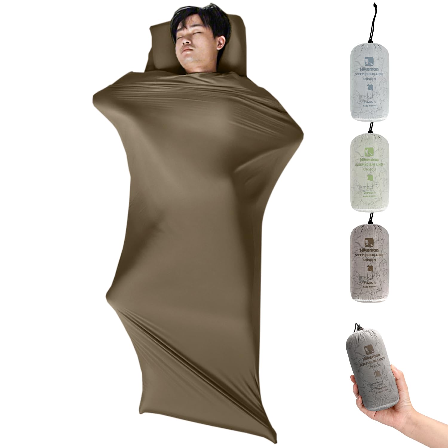 インナーシーツ インナーシュラフ 超軽量 168g コンパクト抗菌加工 ファスナー付き 肌触り良い 寝袋 ト..