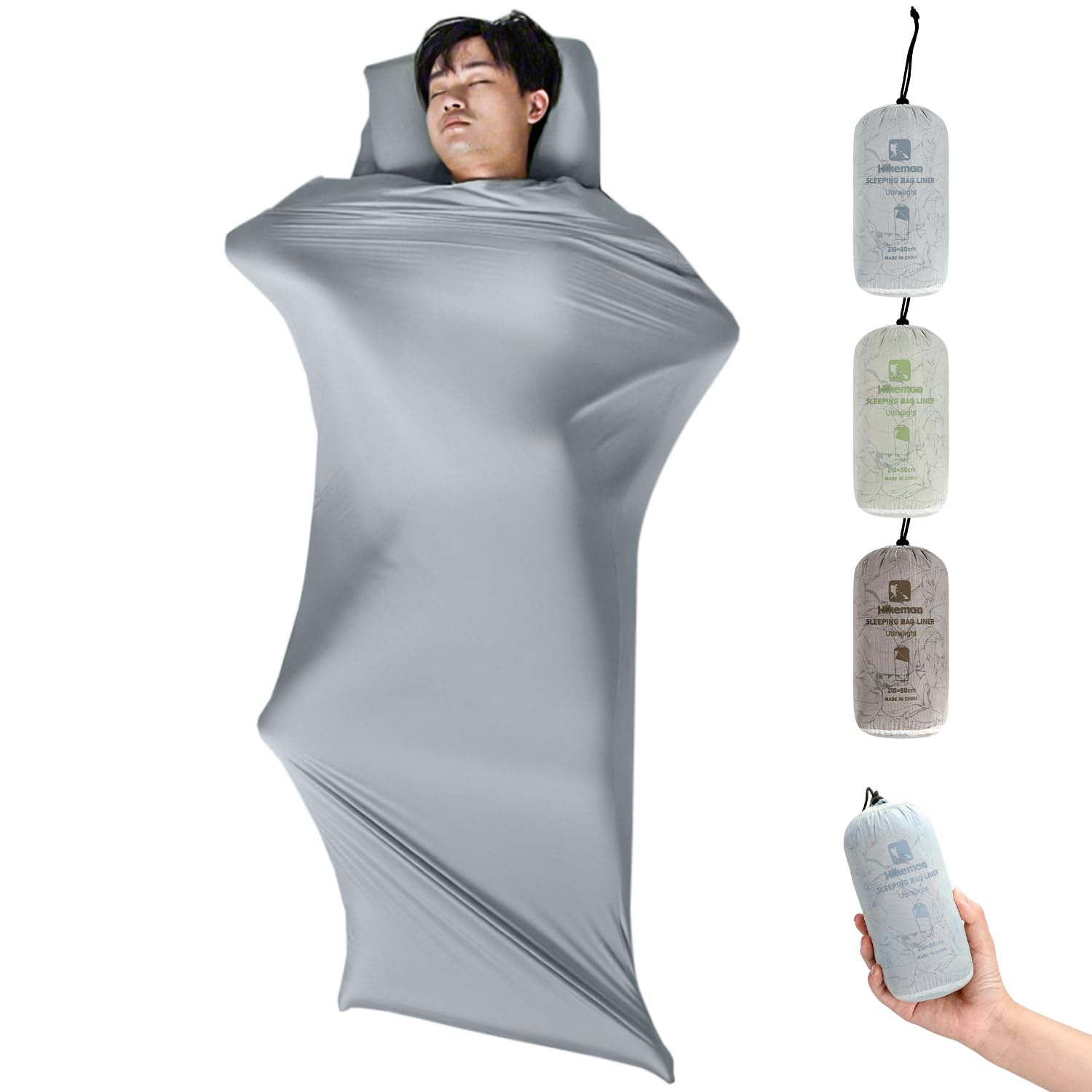 インナーシーツ インナーシュラフ 超軽量 168g コンパクト抗菌加工 ファスナー付き 肌触り良い 寝袋 ト..