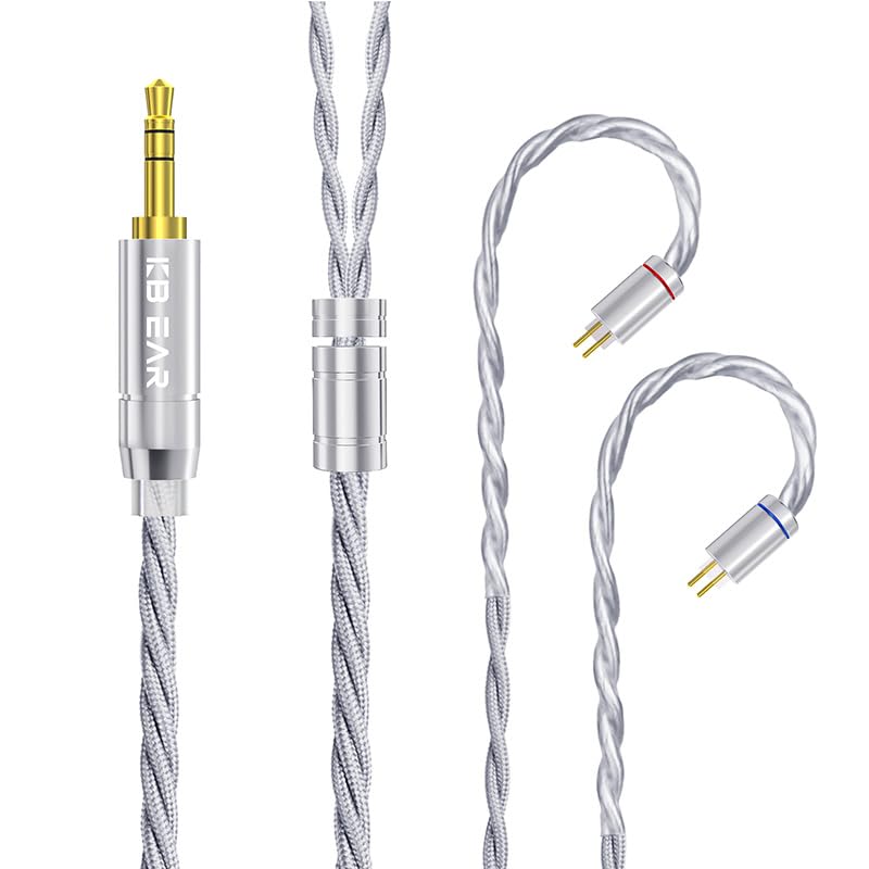 【KBEAR-ST20】Yinyoo 2PIN 3.5mm リケーブル 単結晶銅銀メッキ混合合金 5N OFCシ一ルド銀メッキOCC混合合金ゲ一プル イヤホンアップグレードケーブル 22AWG太線径 音質向上 交換ケーブル 航空アルミニウム合金152層の独