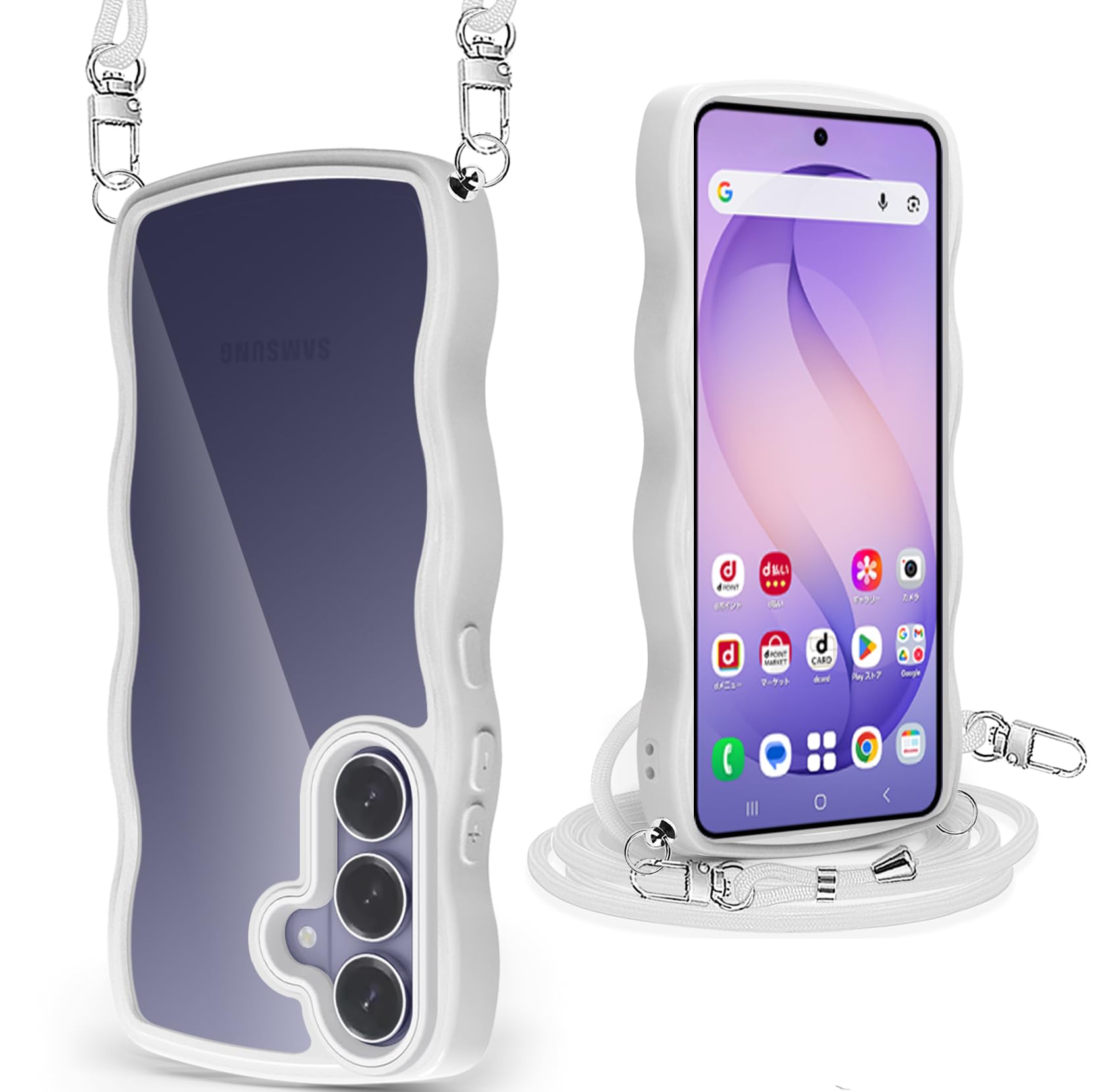 Rakuten - Yungsome For Samsung Galaxy S26 ケース クリア ショルダー かわいい 耐衝撃 ギャラクシーS26 スマホケース ストラップ付き 取り外し可能 長さ調整可能 首かけ 肩掛け SC-51G カバー 透明 薄型 軽量 TPU （ホ