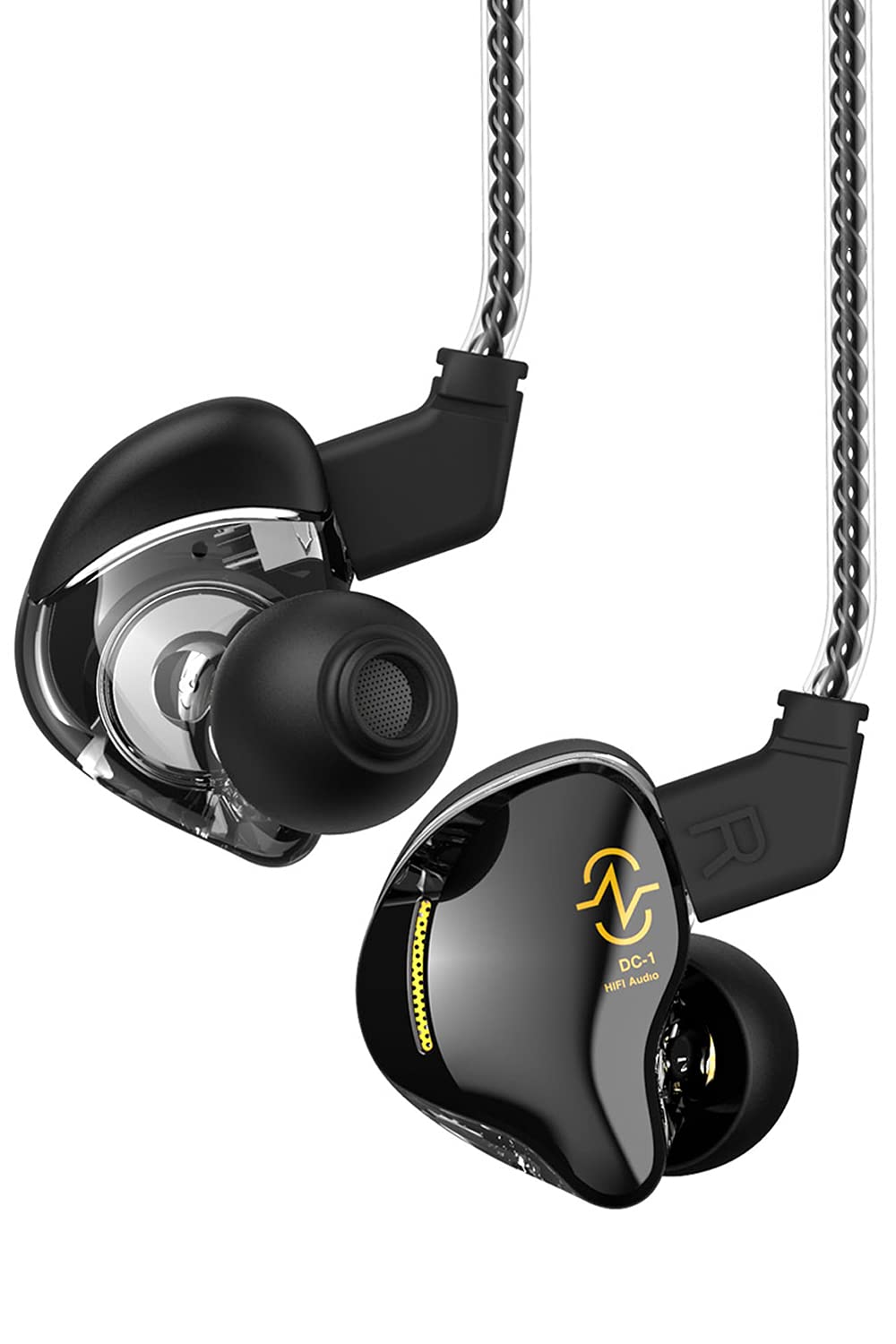 Yinyoo イヤホン カナル型 有線 CCZ Coffee Bean 珈琲豆 10mm二重磁気1DD イヤモニ型 2pin着脱式 リケーブル可能 インイヤーモニター 中華 イヤフォン 3.5mm ジャック Android/PC (ブラック・マイク付き)