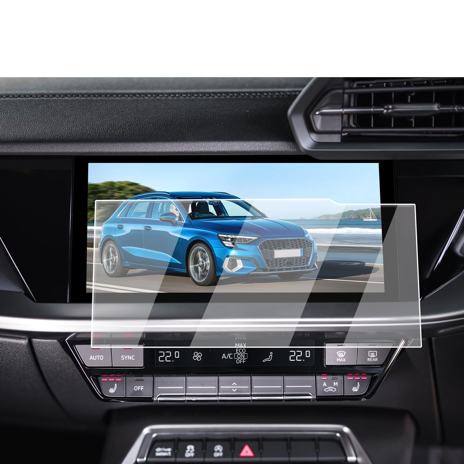 ECOZEN アウディ A3 8Y カーナビ フィルム 強化ガラス 10.1寸 2020~現行 audi a3 4代目 専用 ナビ 保護..