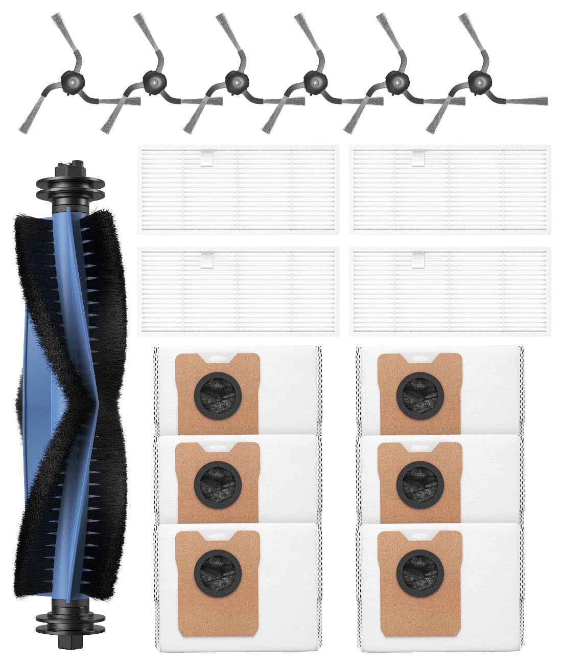 Eufy Robot Vacuum Auto-Empty C10 用 消耗品 ロボット掃除機 ダストバッグ 紙パック フィルター ブラシ 消耗品セット ロボット掃除機交換パーツキット 17点入り