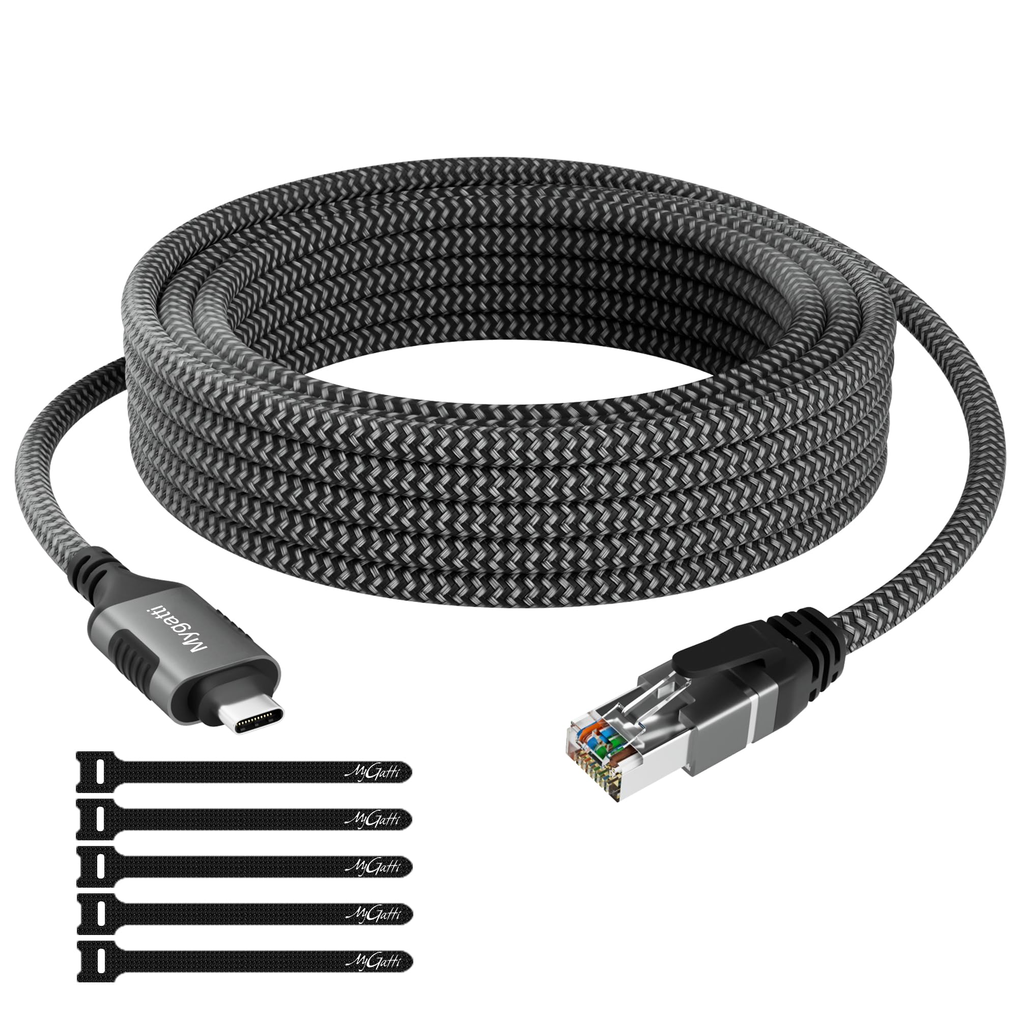 Rakuten - USB-C イーサネットケーブル 5M RJ45ギガビット Type-C 有線lanコード Thunderbolt 3/4対応 USB3.0 ネットワークケーブル 1000Mbps高速タイプC変換インターネットケーブル MacBook Pro/Air、iP