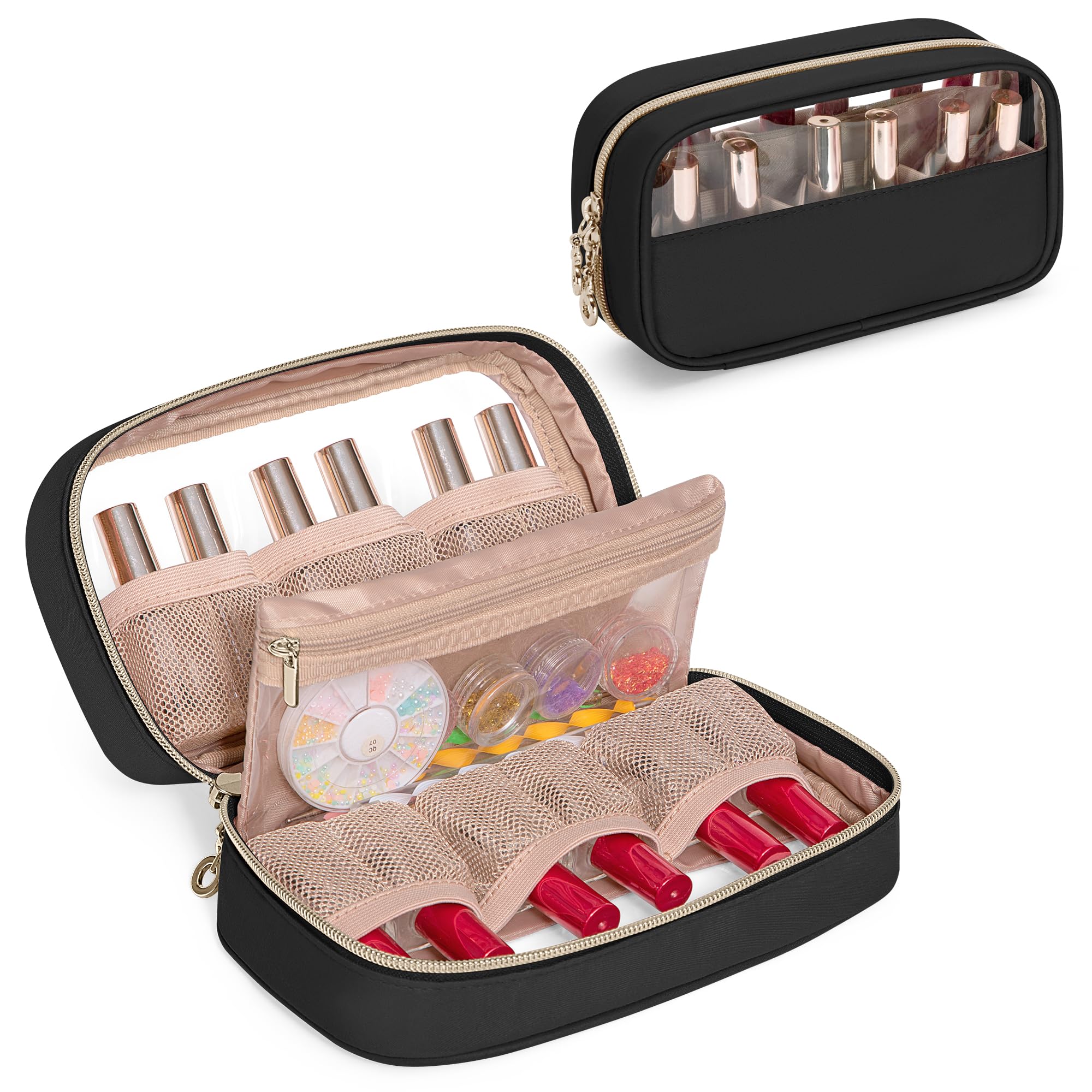 YARWO マニキュア収納ケース 10本のネイルボトル(15ml)収納可能 リップ エッセンシャル コスメポーチ（..