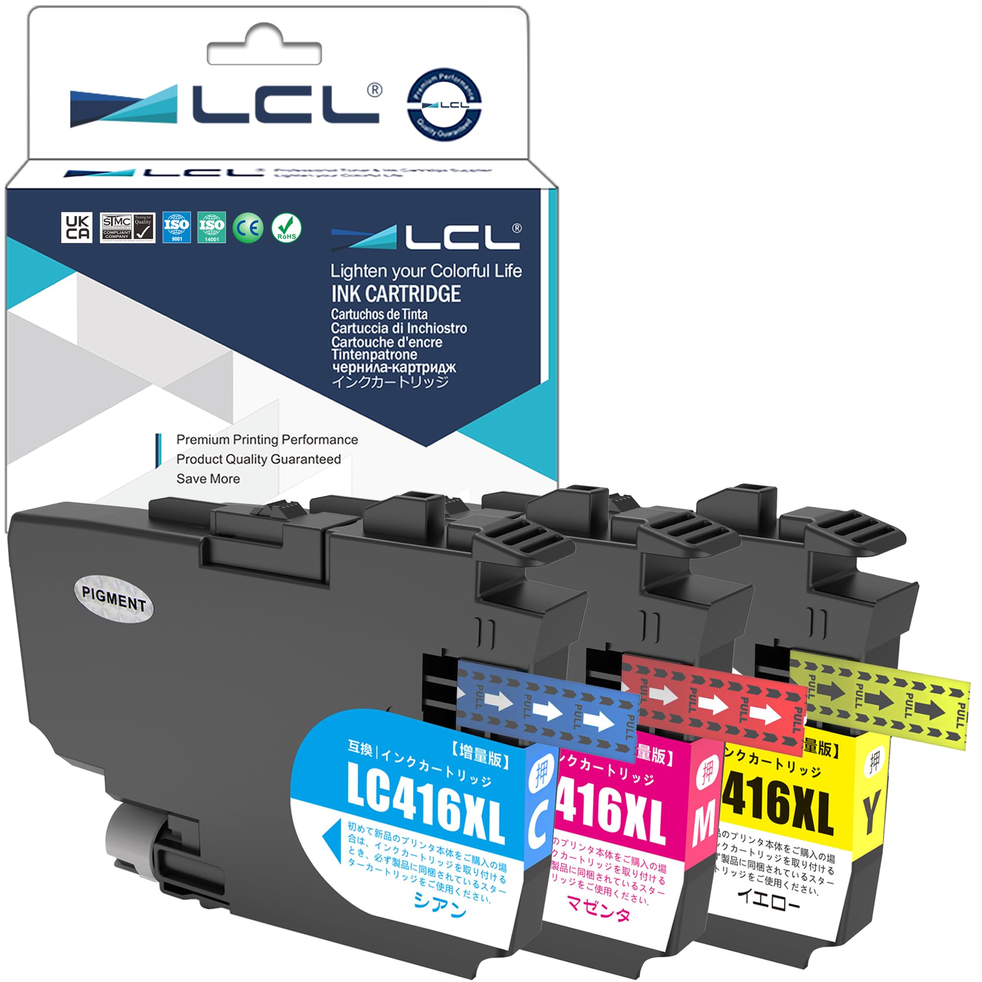 Rakuten - LCL Brother用 ブラザー用 LC416XL LC416XLC LC416XLM LC416XLY 顔料 (3色セット シアン マゼンタ イエロー) 互換インクカートリッジ 対応機種：Brother DCP-J4140N MFC-J4440N MF