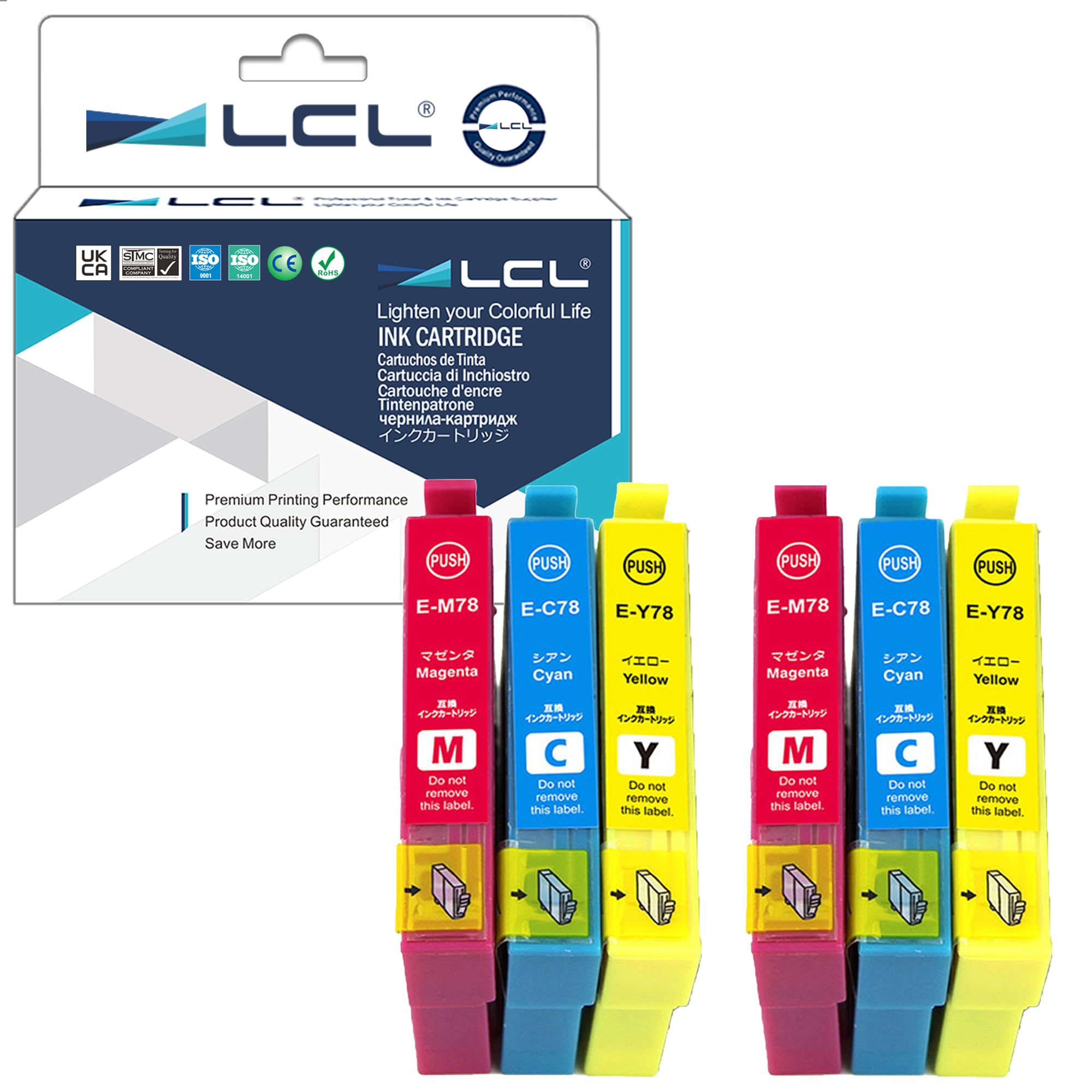 Rakuten - LCL エプソン用 IC77 IC78 ICC78 ICM78 ICY78 大容量（6パック 2シアン 2マゼンタ 2イエロー） 互換インクカートリッジ 残量表示付き 対応機種：PX-M650F/M650A/PX-M65C9