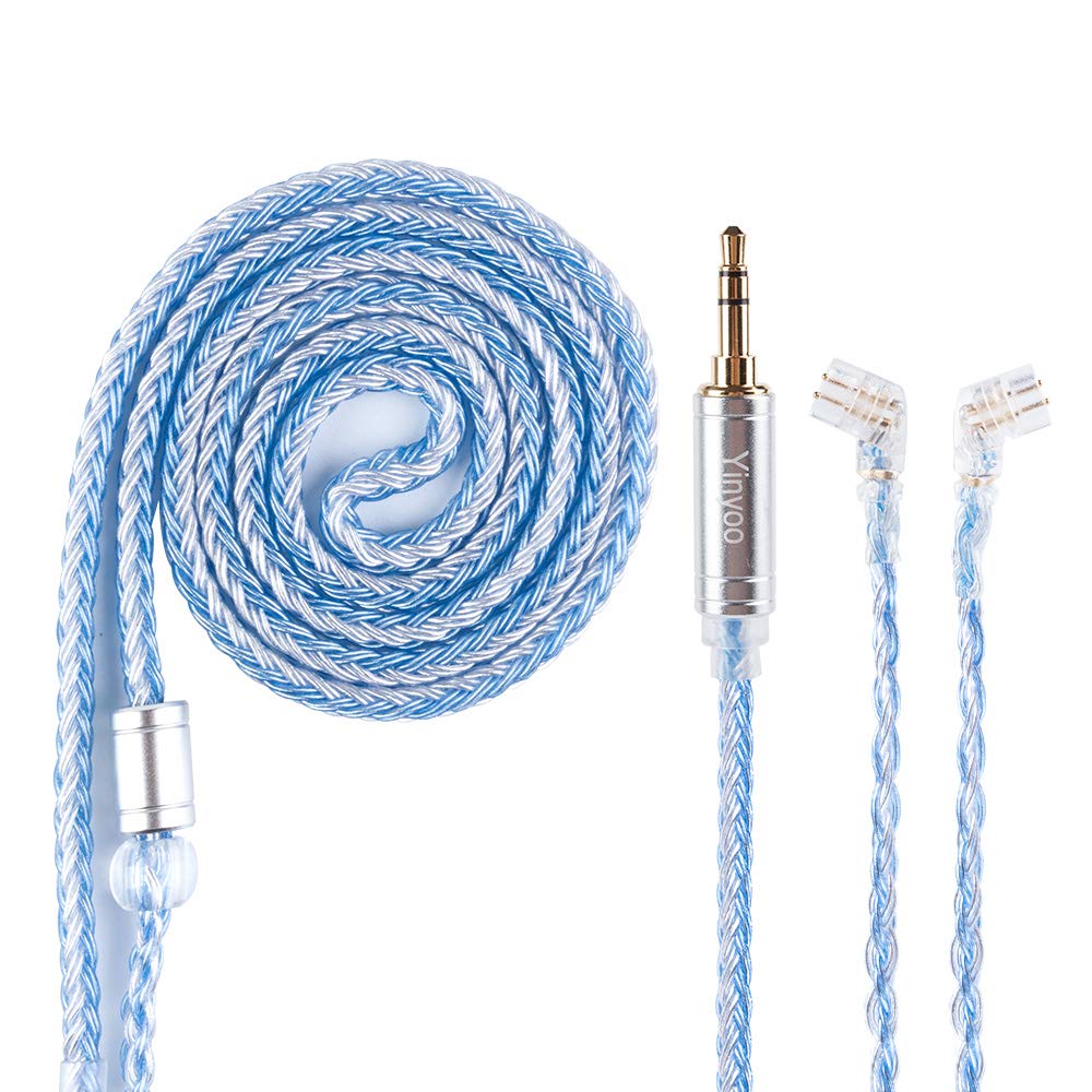 Yinyoo ヘッドフォン 交換用ケーブル 0.75mm 2pin QDC 3.5mm YYX4849 銀メッキ線 16芯イヤモニ アップグレードケーブル 音質改善 ヘッドフォン 交換用ケーブル hi-fiオーディオ イヤホン リケーブル ZSX/ZSN