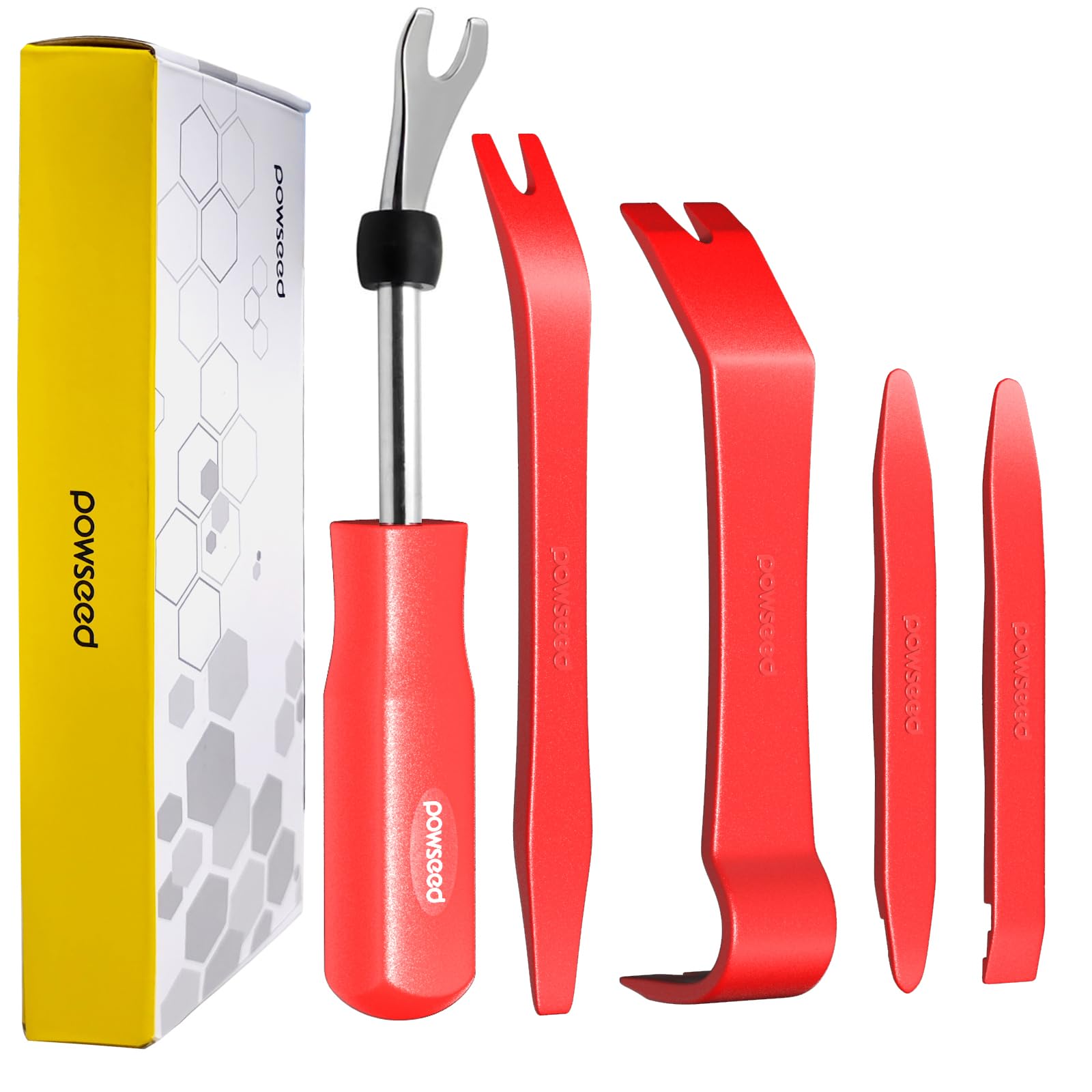 powseed 内張り剥がし 樹脂製 うちばりはがし パネルはがし4点 クリップ クランプツール 5点セット ハンディリムーバー 内張り 剥がし はがし 外し 工具 パーツ オリジナル ツール