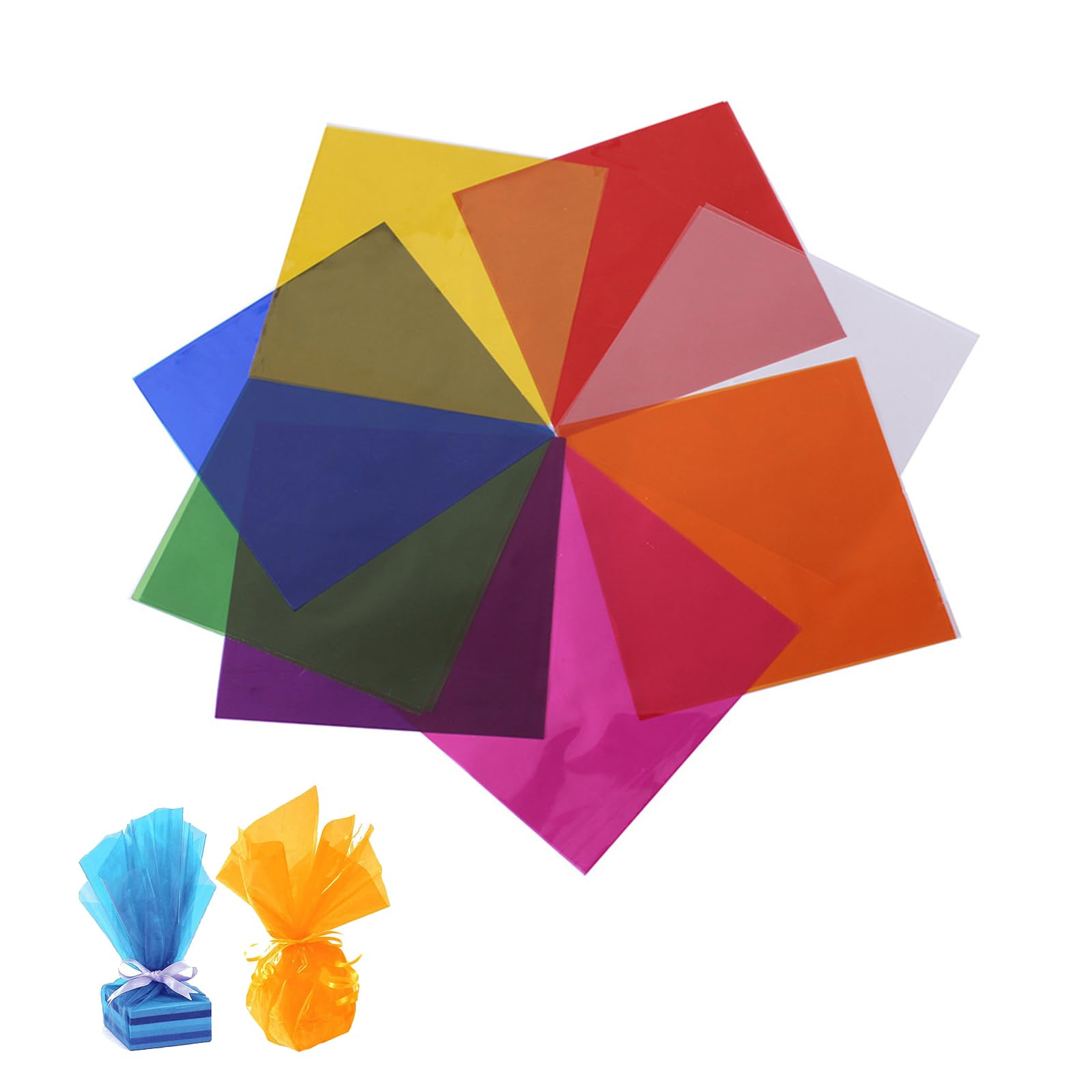 Joebo セロファン 透明紙 カラフル セロハン 8色 120枚セット セロファンシート 子供達の工作 ステンドグラス アルバム作り DIY 装・ ラッピング ディスプレイに(15.5cmX15.5cm)