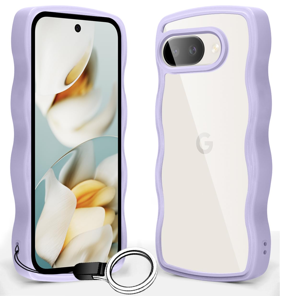 Google Pixel 9A ケース クリア 全面保護 スマホケース 人気 かわいい グーグル ピクセル 9a カバー 透明 耐衝撃 滑り止め 薄型 軽量 TPU レンズ保護 おしゃれ 落下防止 ワイヤレス充電対応（パープル）