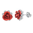 Yoursfs レッド ピアス レディース 薔薇 赤 ピアス バラ 花 アレルギー対応 仕事 カジュアル 薔薇 アクセサリー