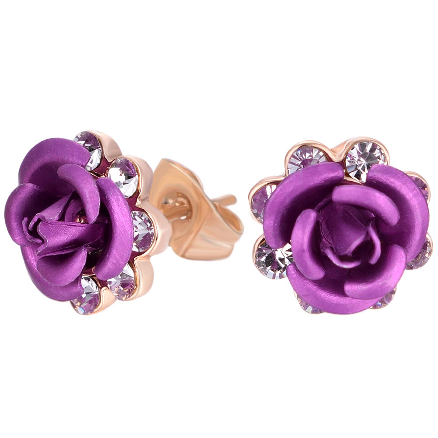 Yoursfs 薔薇 ピアス レディース 軟骨 ローズ ピアス 花 セット イヤリング バラ ジュエリー (紫の薔薇)