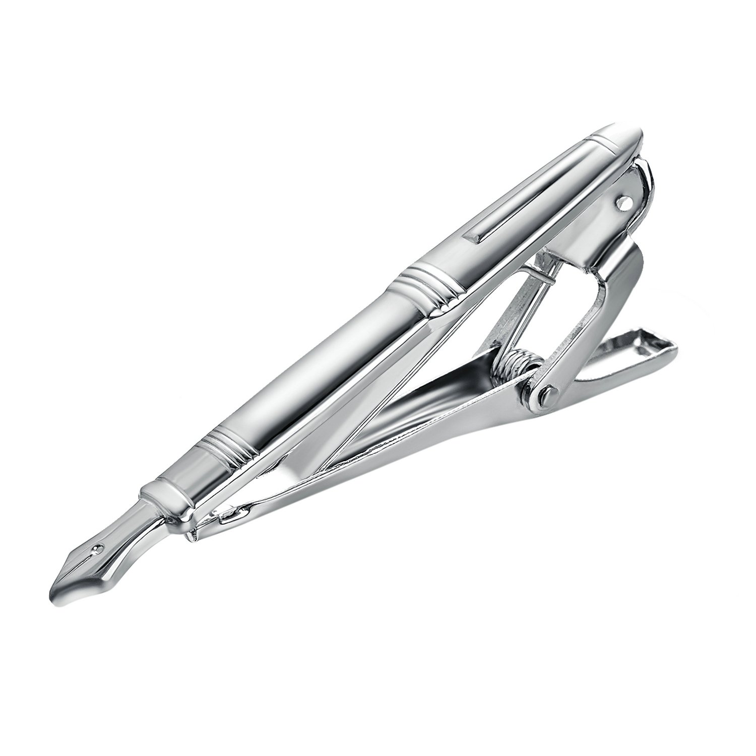 Yoursfs おもしろ ネクタイピン 万年筆 シルバー おしゃれ 数学 ネクタイピン 文具 メンズ アクセサリー クリスマス 新年 プレゼント (シルバー)