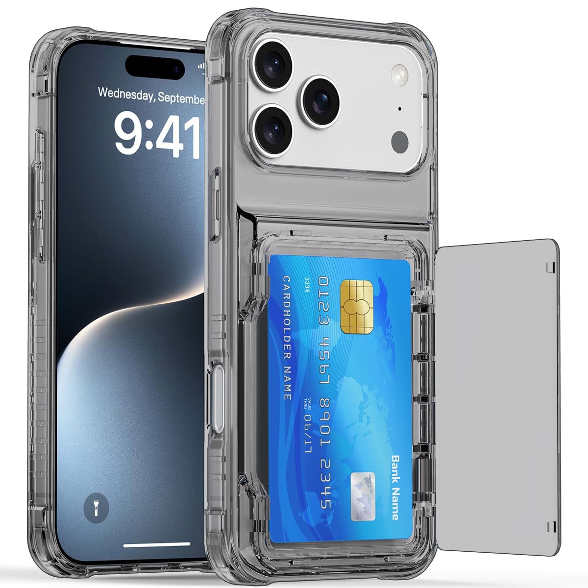 Rakuten - MuZiF iPhone 17 Pro Max 用 ケース クリア 米軍MIL規格の保護 カード収納 耐衝撃構造 黄変防止 擦り傷防止 透明 PC 背面クリア アイフォン17 Pro Max 用 カバー クリアケース（iPhone 17 Pro Max用,