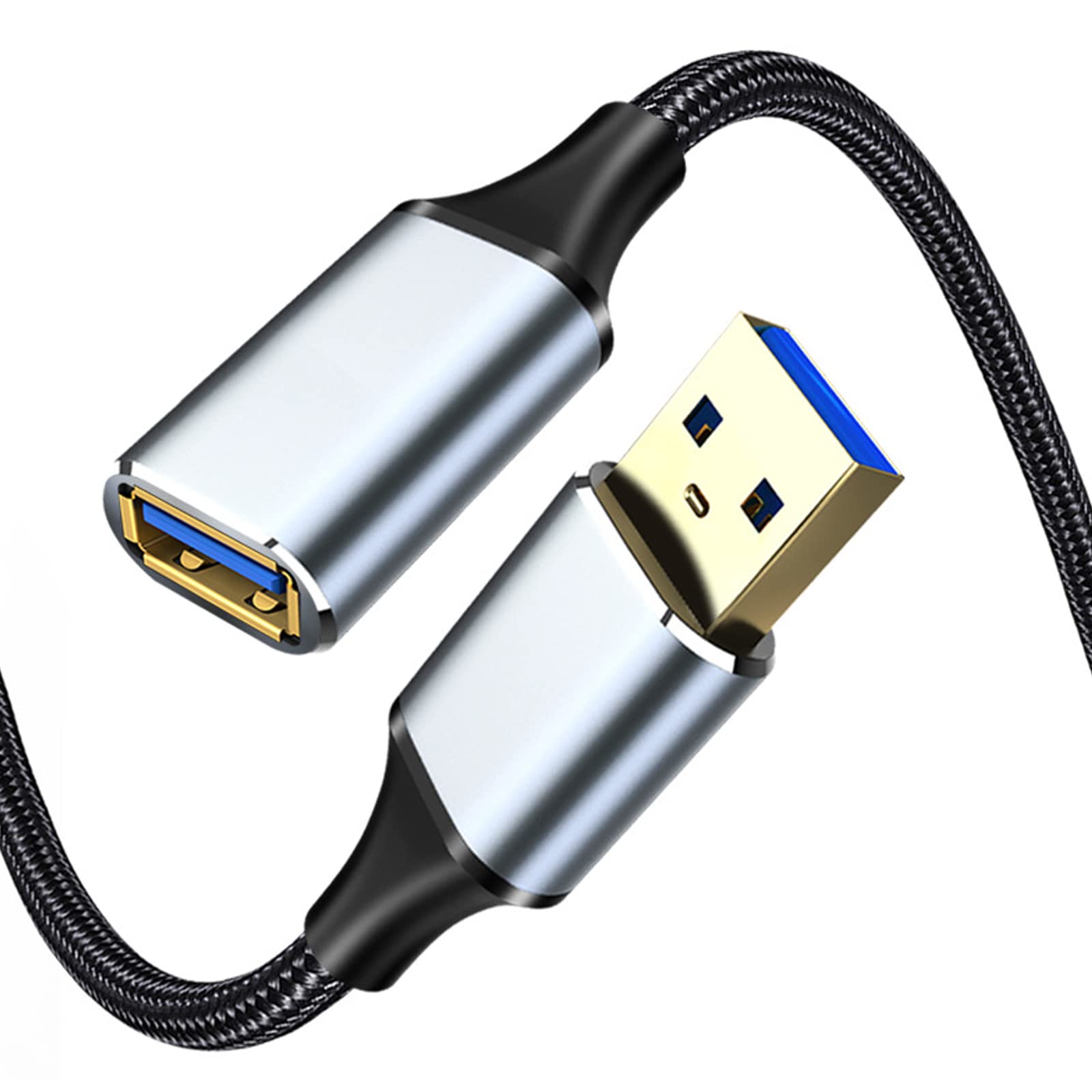 Rakuten - USB 3.0 延長ケーブル 0.5M 金メッキコネクタ 5Gbps高速データ転送 USBケーブル Aオス-Aメス 延長コード ナイロン編み グレー