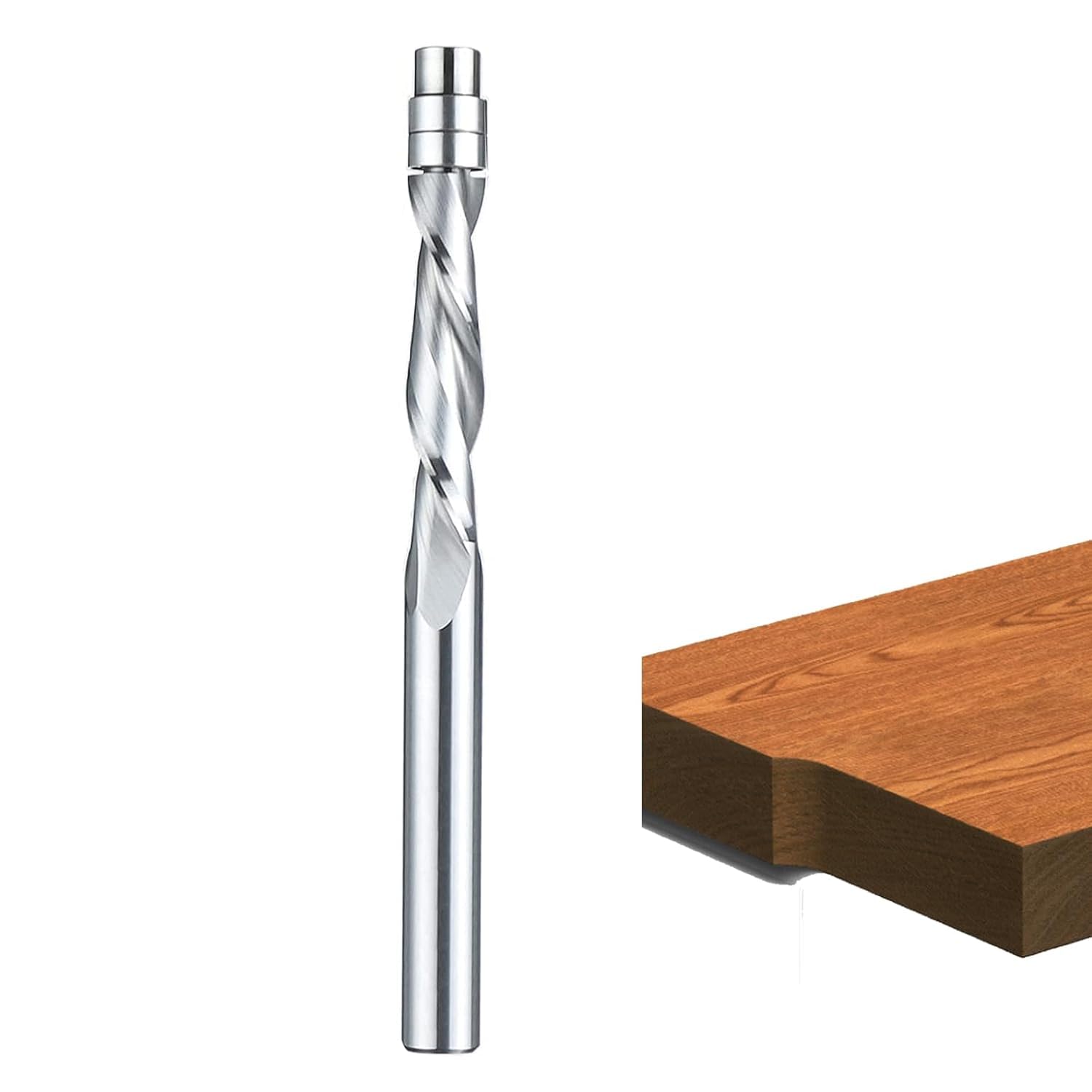 Akylin スパイラル フラッシュトリム 超硬 トリマー ビット 6mm軸 超硬合金製 STC ダウンカット フラッシュトリムビット ルーター 耐久 耐熱 木工トリミング 切削工具 (ダウンカット)