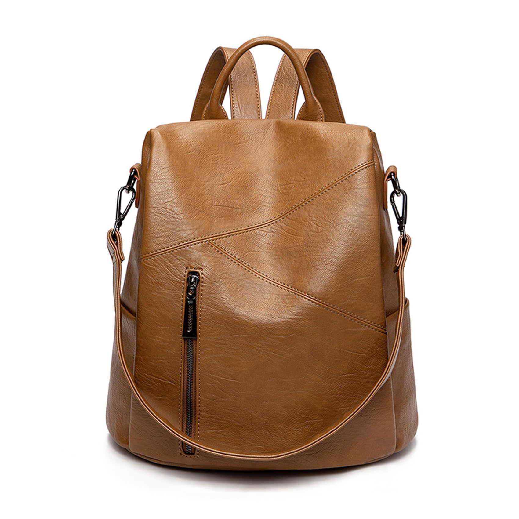 [Cosylive] リュック レディース PU革 防犯 リュックサック ファッション ショルダーリュック 3WAY バックパック 両肩背負う 肩掛け 手提 防水 軽量 通勤 旅行 （キャラメル色）