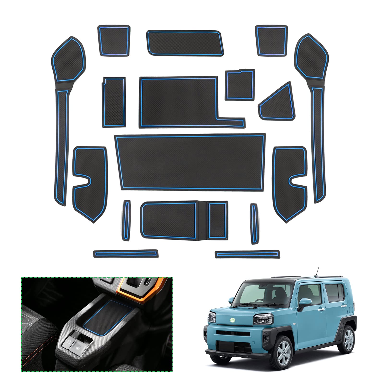 Rakuten - 【GAFAT】ダイハツ タフト LA900S/LA910S型 2代目 2020年・現行 Daihatsu TAFT 新型 専用 ドアポケットマット ラバーマット ゴム 防音 ドリンクホルダー ドレスアップ タフト インテリアラバーマット 汚れ防止 右ハンド