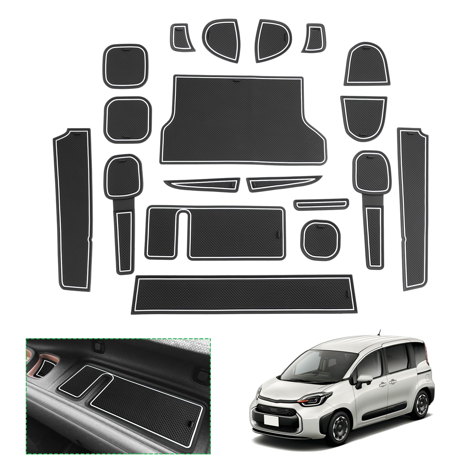 【GAFAT】トヨタ シエンタ MC後専用 10系後期 2025新型 ラバーマット 後期 10系シエンタ ドアポケットマット ゴム 防音 ドリンクホルダー シエ...