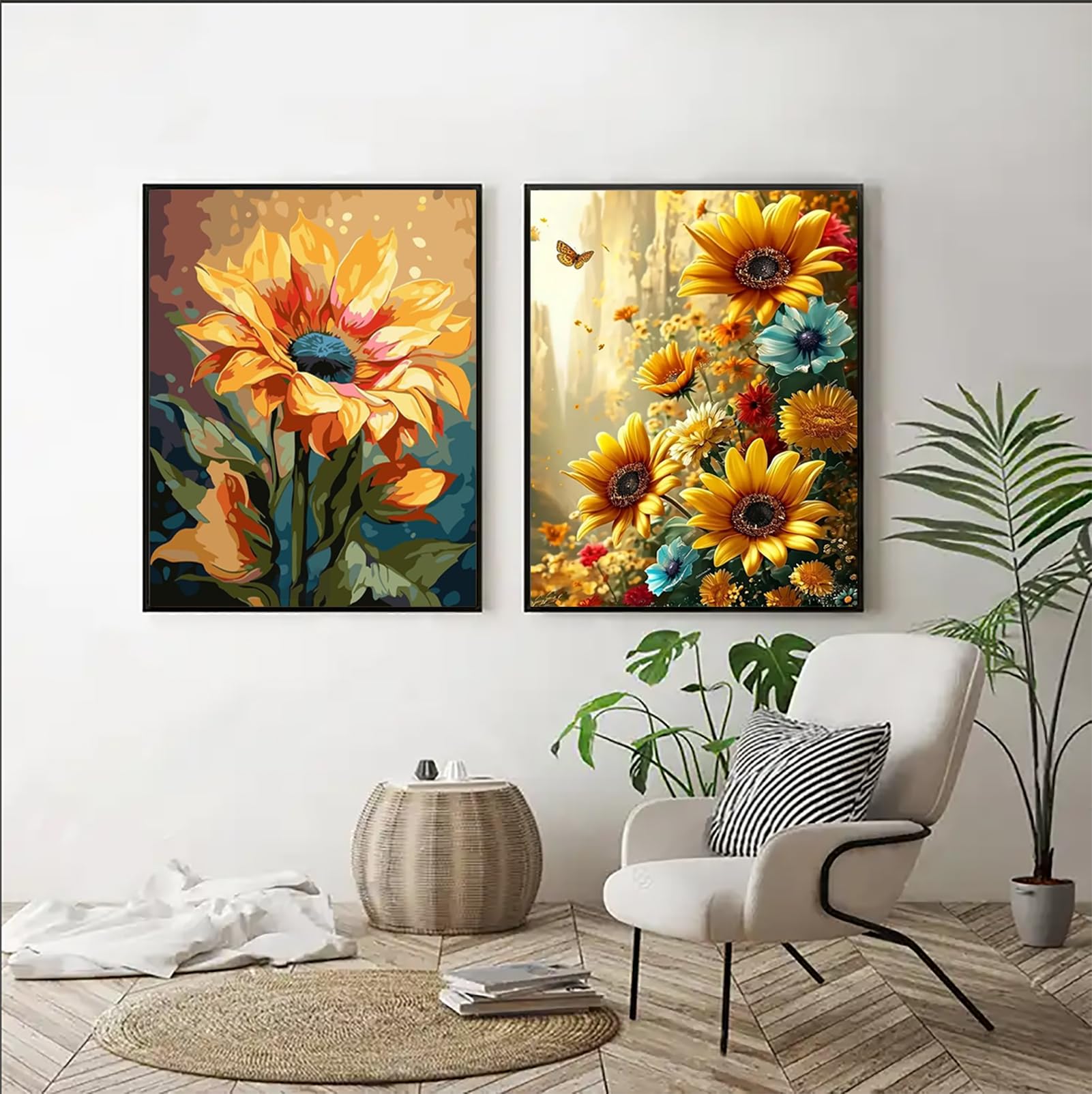 Rakuten - Amyaker ダイヤモンドアート キット 四角いビーズ 全面 2個セット ダイアモンドビーズ絵画キット DIY 手作り絵画 モザイクアート 5D モザイクアート ダイヤモンド塗装 全面貼り付けタイプ 30x40cm サンフラワー