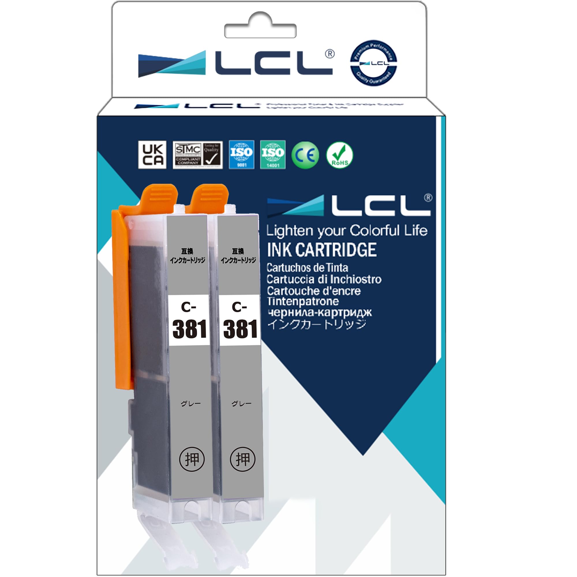 Rakuten - LCL Canon用 キャノン用 BCI-381XL BCI-381XLGY （2パック グレー） 互換インクカートリッジ 増量 ICチップ残量表示検知機能付き 対応機種：PIXUS TS8130 TS8230 TS8330 TS8430