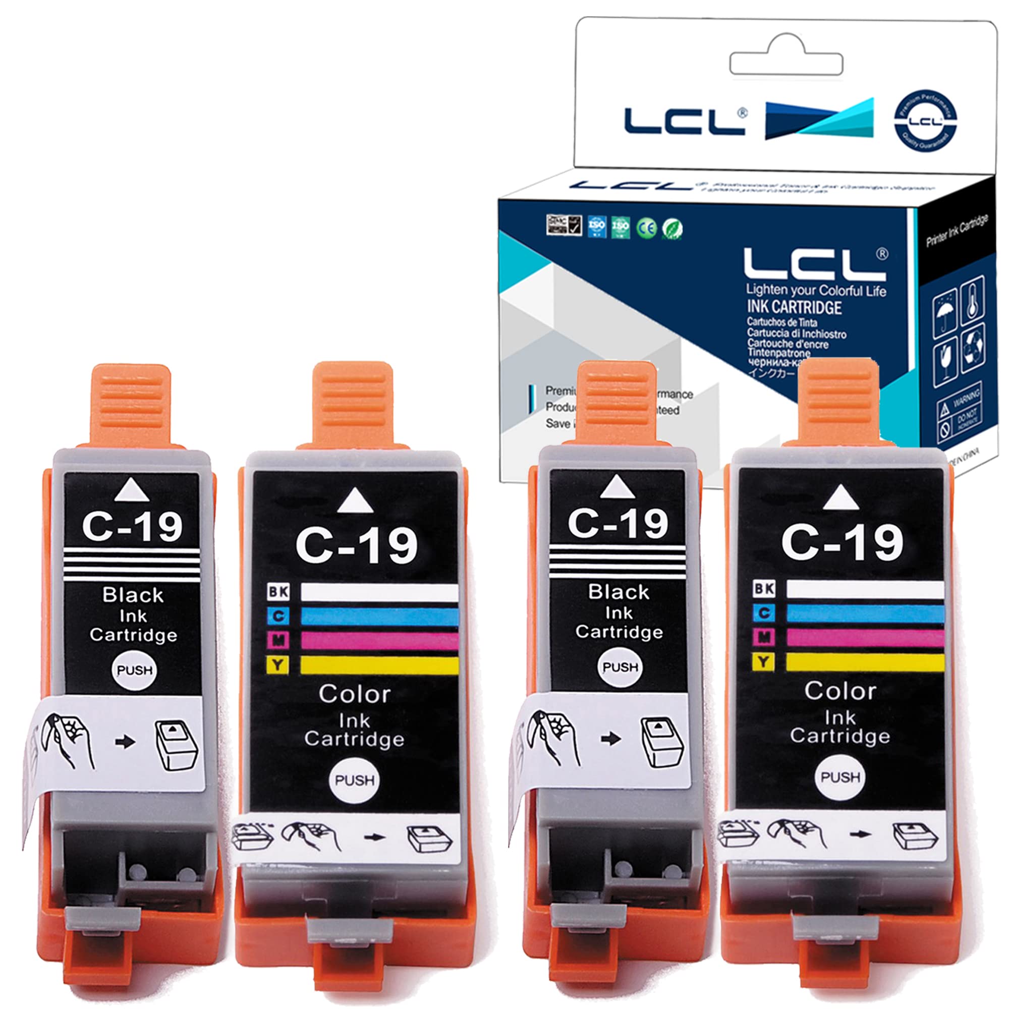乐天商城 - LCL Canon用 キャノン用 BCI-19 (4パック 2ブラック 2カラー） 互換インクカートリッジ 対応機種：PLXUS IP100 iP110 MINI260 MINI360 TR153 TR163