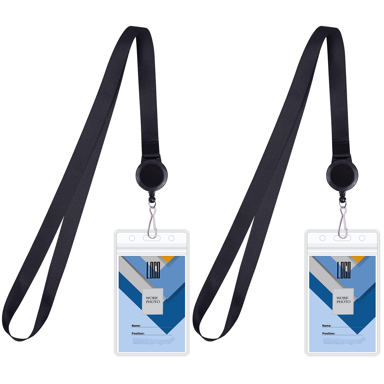 Wisdompro IDカードホルダー 首掛け 縦型 クリア ソフト リールストラップ付き パスケース 定期入れ ネ..