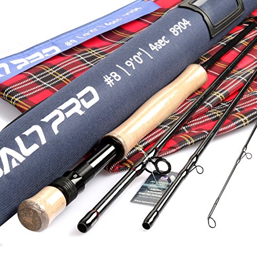 Maxcatch Saltpro 海釣りフライロッド 海水8/9/10wt 9ft ソルトウォーター用 釣り竿 (4ピース, シーブルー（8wt 9ft ）)
