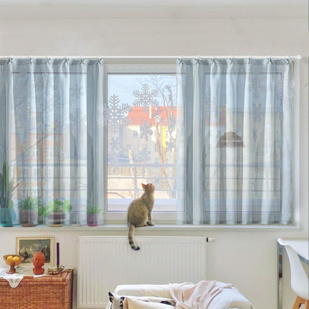 Rakuten - Topfinel レースカーテン 無地 UVカット グレー 幅150x丈130cm 1枚入り