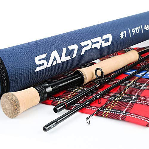 Maxcatch Saltpro 海釣りフライロッド 海水8/9/10wt 9ft ソルトウォーター用 釣り竿 (4ピース, シーブルー（7wt 9ft ）)