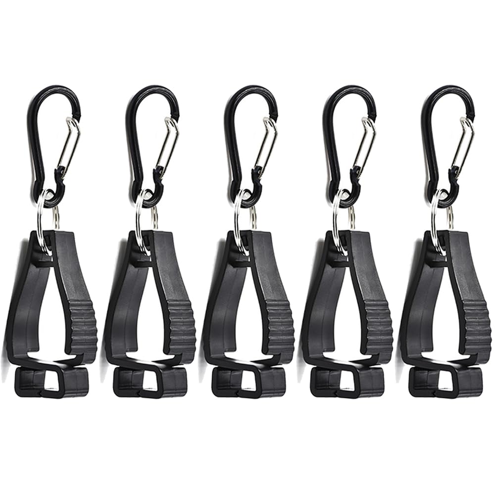 サムコス 高強度 手袋クリップ （改良型カラビナ） 片側カラビナタイプ グローブクリップ 紛失防止 グローブ収納に (5個セット) ブラック
