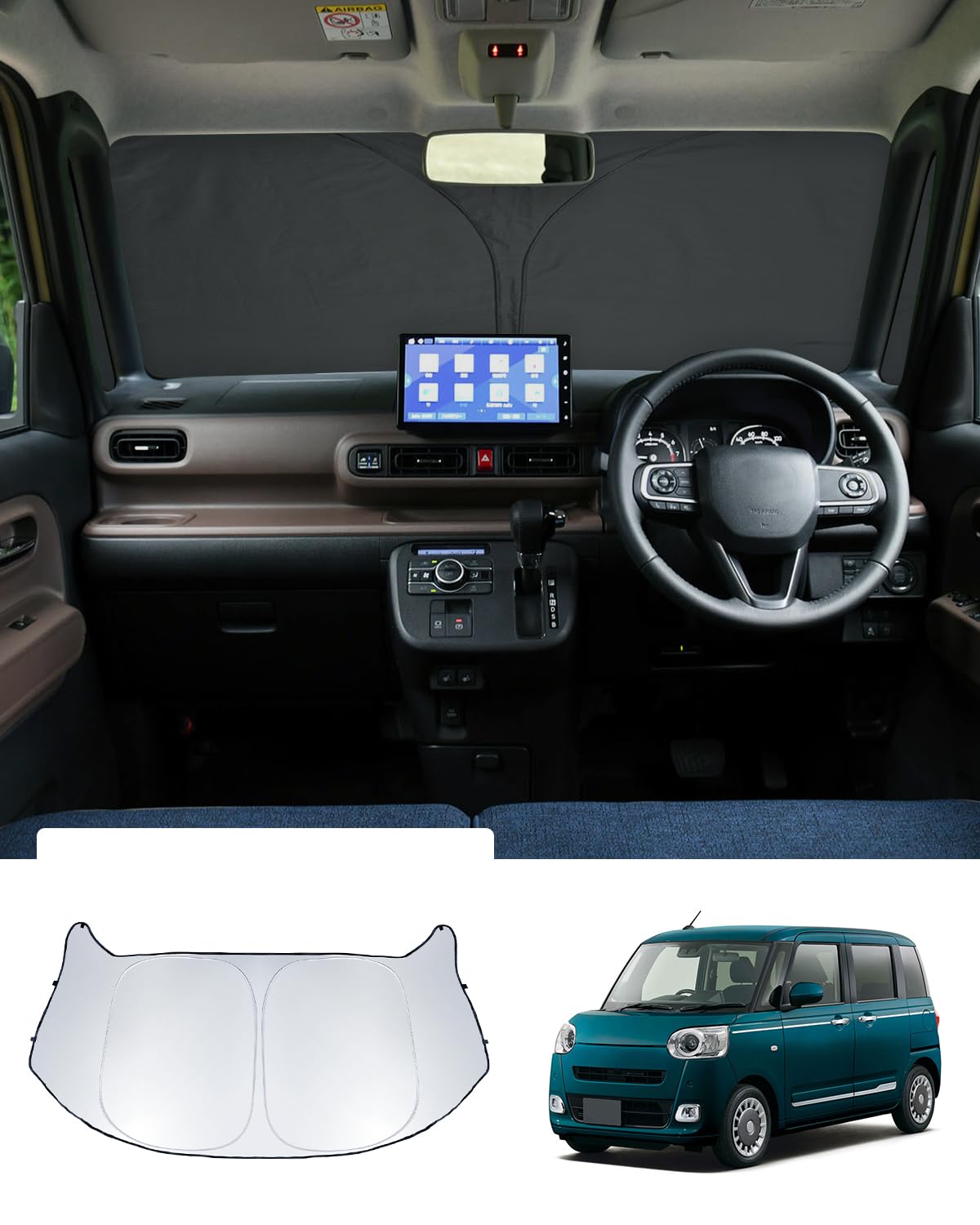 ・【対応車種】ダイハツ・ムーヴキャンバス 2代目 LA850S/LA860S型 2022年モデル~現行・【材質・構造】高密度アルミメッキ反射層・ポリウレタン耐熱断熱層・UVチタン銀コーティング断熱層・ナノ断熱遮光素材。4層構造を採用し、4つの異なる材質が共同でサンシェードの反射層と断熱層を構築し、夏の日差しの猛烈な照射を遮断させ、車内の温度を減らすことができます。また、99%以上の紫外線の侵入を効果的にカットし、健康を守ることができます。高品質・高密度のナイロン布を使用して作られ、軽量で耐久性に優れています・【取付簡単】ランクル250サンシェードを広げて、サンシェードの靭性を利用して車のフロントガラスに取り付け、サンバイザーで挟んで固定すればいいです。あまり時間をかけなくても、初心者でも取付ができます。また、サンシェードは記憶機能のある筋金で作られていますので、収納も簡単で、車内の使用空間を占用することもなく、再使用しても変形しません・【多機能】高品質のナイロン布をチタン銀コーティング技術で配合し、高分子構造保護により、夏の日差しと紫外線の侵入を遮断し、耐え難い高温を遮断し、日焼けによる車内の高温を減らすことができます。また、冬は冷気の侵入を防ぎ、車内の温度を保ち、保温効果も優れています。夏であろうと、冬であろうと、車内でゆっくり休憩することができます。また、車内の設備の老朽化と破損を防止し、愛車を保護します・【車種専用・プライバシー】従来品は汎用品が多く、サイズが合わない問題があり、装着過程で倒れや隙間が大きすぎる問題があります。本製品は専用車種の設計を採用して、実車のデータに基づいて1:1の設計を行っています。製品がフロントガラスに密着して装着することができ、隙間がなく、取り付け後に倒れる問題もありません。また、日差しを遮断しながらプライバシーを保護し、安心して車内で一時的に休憩ができ、人に覗かれることもありません