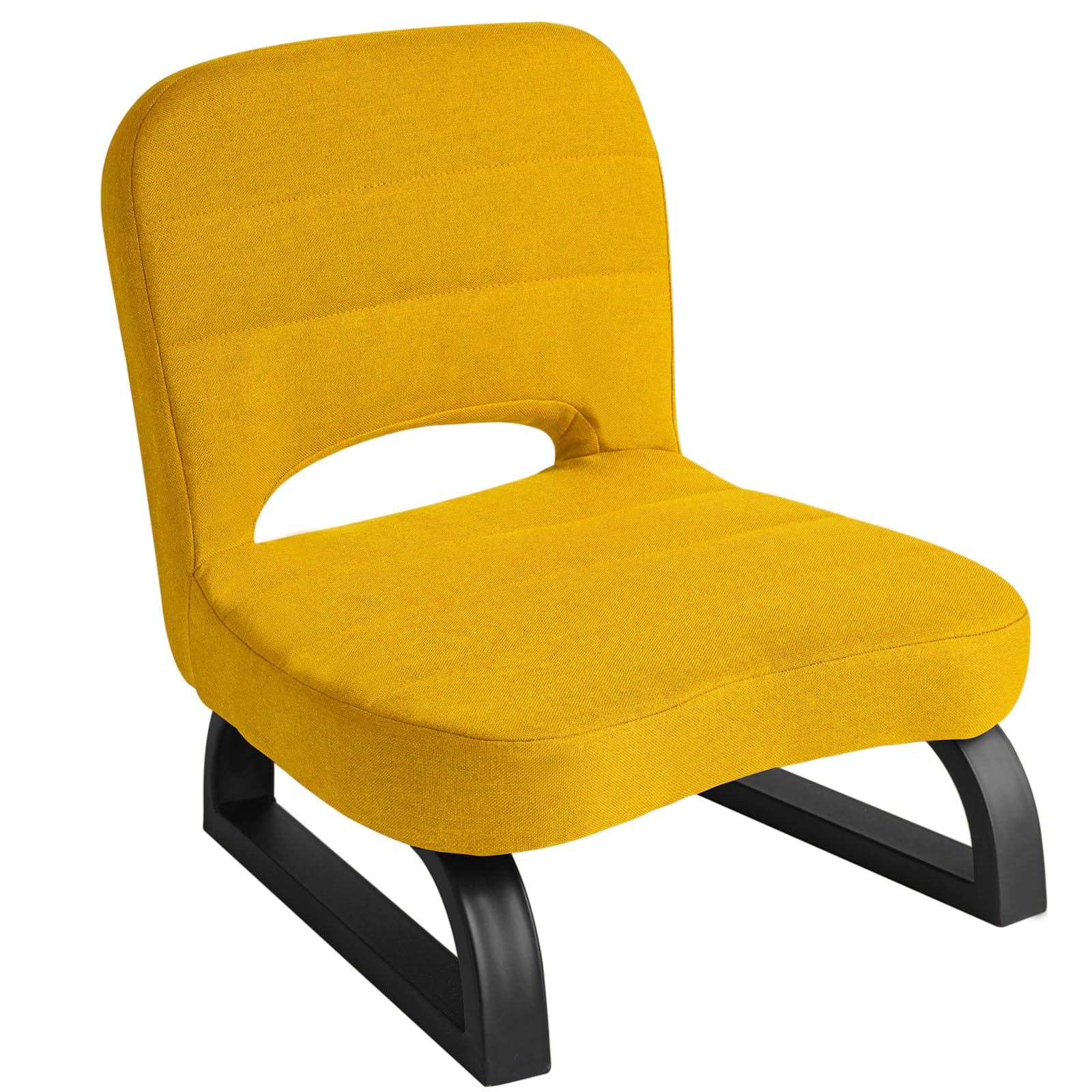 YMYNY 座椅子 折りたたみ式 角度改良 ファブリック＆加厚鋼フレーム 座敷用椅子 イエロー 999HFC001Y-