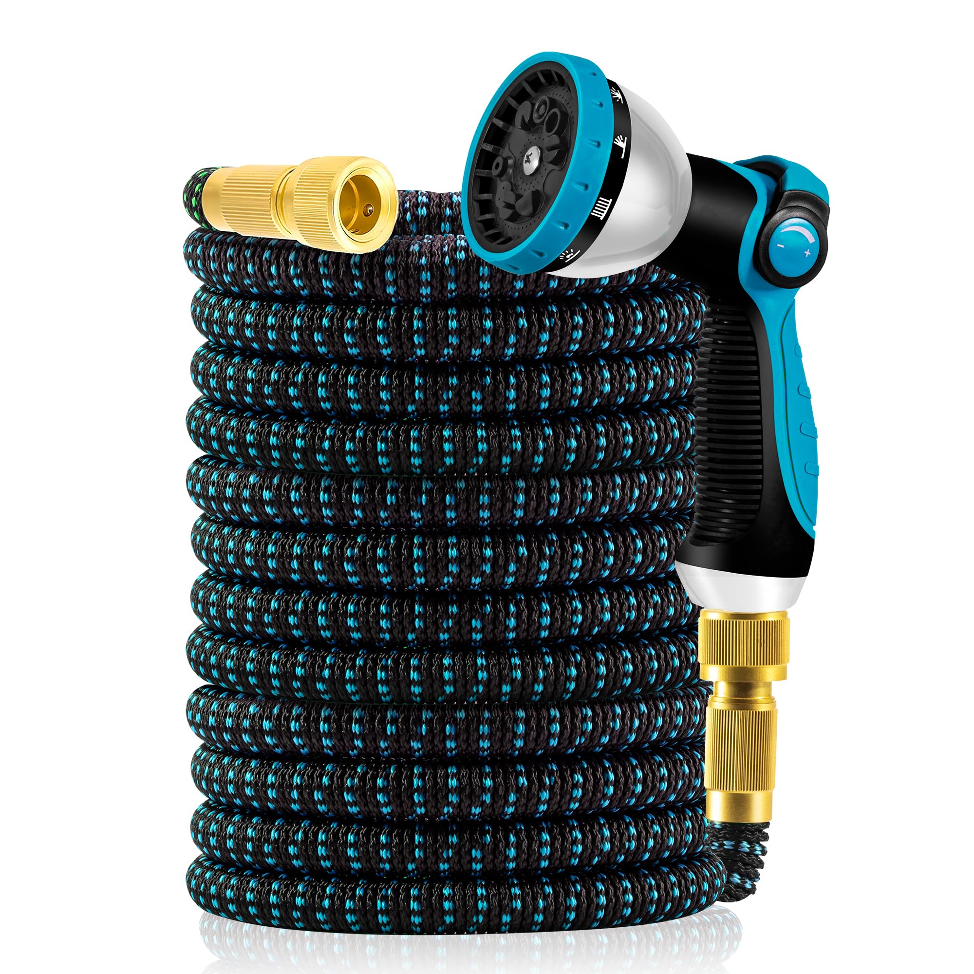 Yofidra 散水ホース 3倍伸びる 伸縮ホース 10in1散水ノズル 2mmラテックス内層 超強度外層材料 超軽量 ..