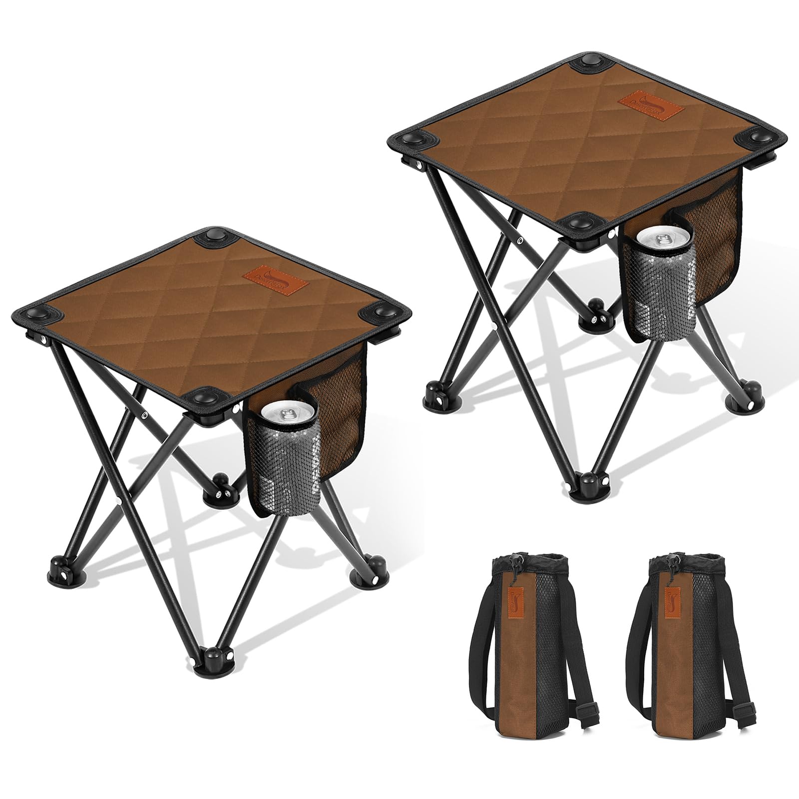 DesertFox キャンプ椅子 アウトドアチェア 折りたたみ 椅子 厚手の中綿 秋冬用 超軽量 コンパクト 【サイドポケット&カップホルダー 付き 】 【耐荷重200kg】 一秒展開・収納 イス 背負える収納袋付属 お釣り 登山 携帯便利 MZ (ブラウ
