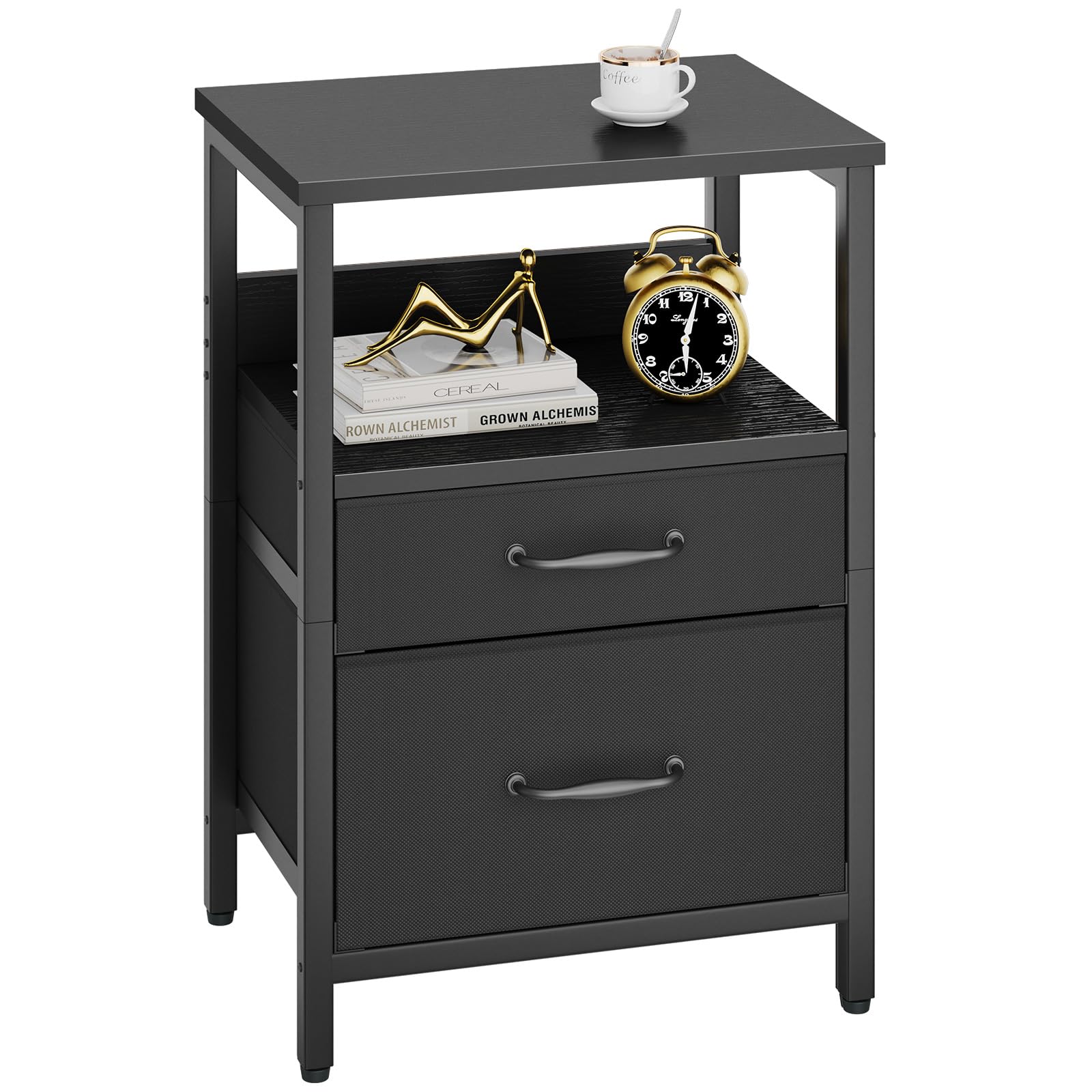 ・オープン収納×引き出し収納：上段はラフにものが入れられるオープンな収納スペースとなっています。下段はスムーズに開け閉めができるファブリック引き出し二つ。オープンスペースには、よく使う物を置いたり、引き出しには、生活感の出る物をスッキリ収納...