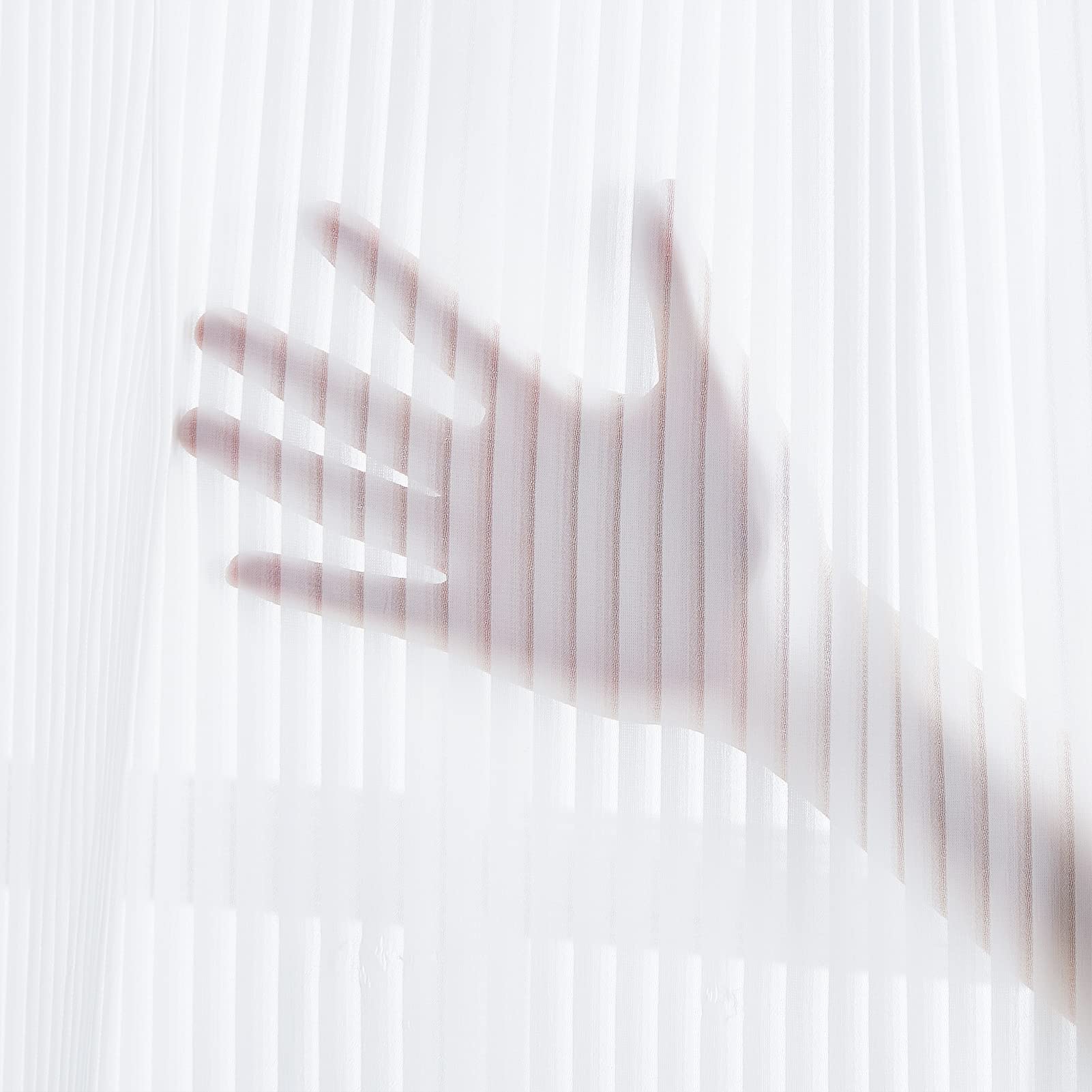 Topfinel レースカーテン 外から見えにくい UVカット 省エネ 遮熱 幅150cmx丈130cm 1枚入り カーテン レース おしゃれ 無地 白 ストライプ 北欧