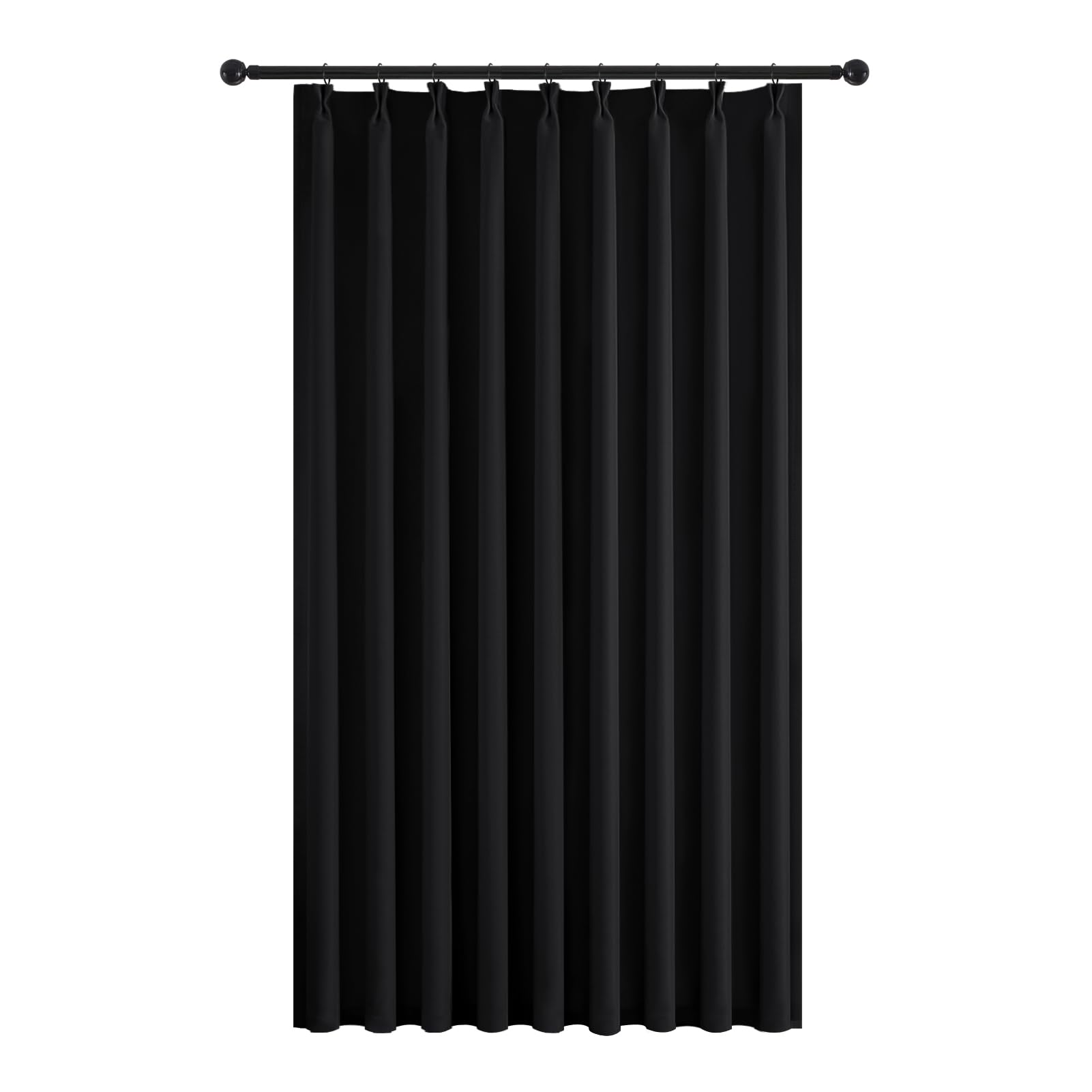 Topfinel カーテン 遮光 断熱 遮光カーテン 1枚 幅150 178cm丈 ブラック フック付き 寝室用 リビング 間仕切り 目隠し 防音